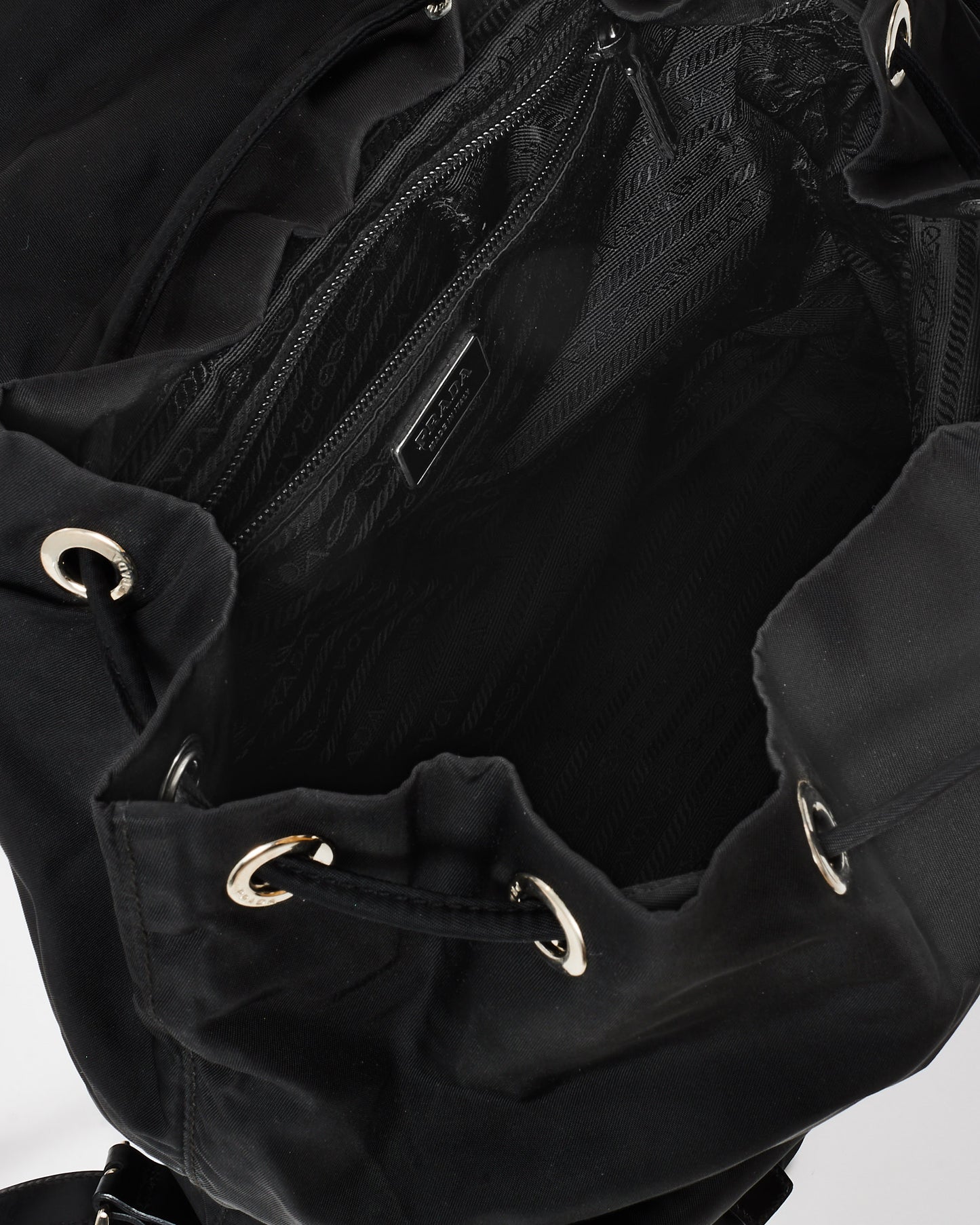 Prada Black Nylon Double Pocket Medium Backpack
