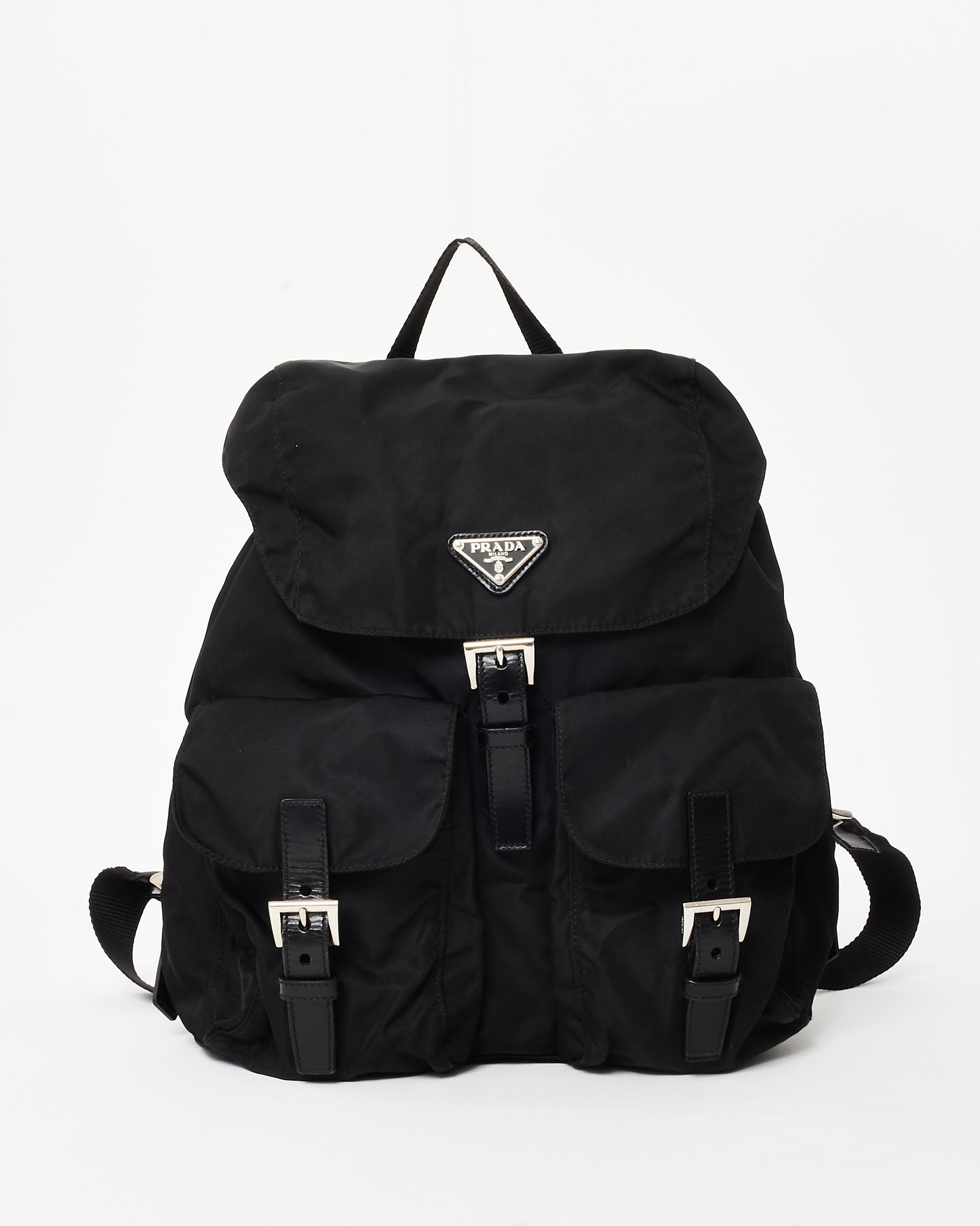 Prada Black Nylon Double Pocket Medium Backpack