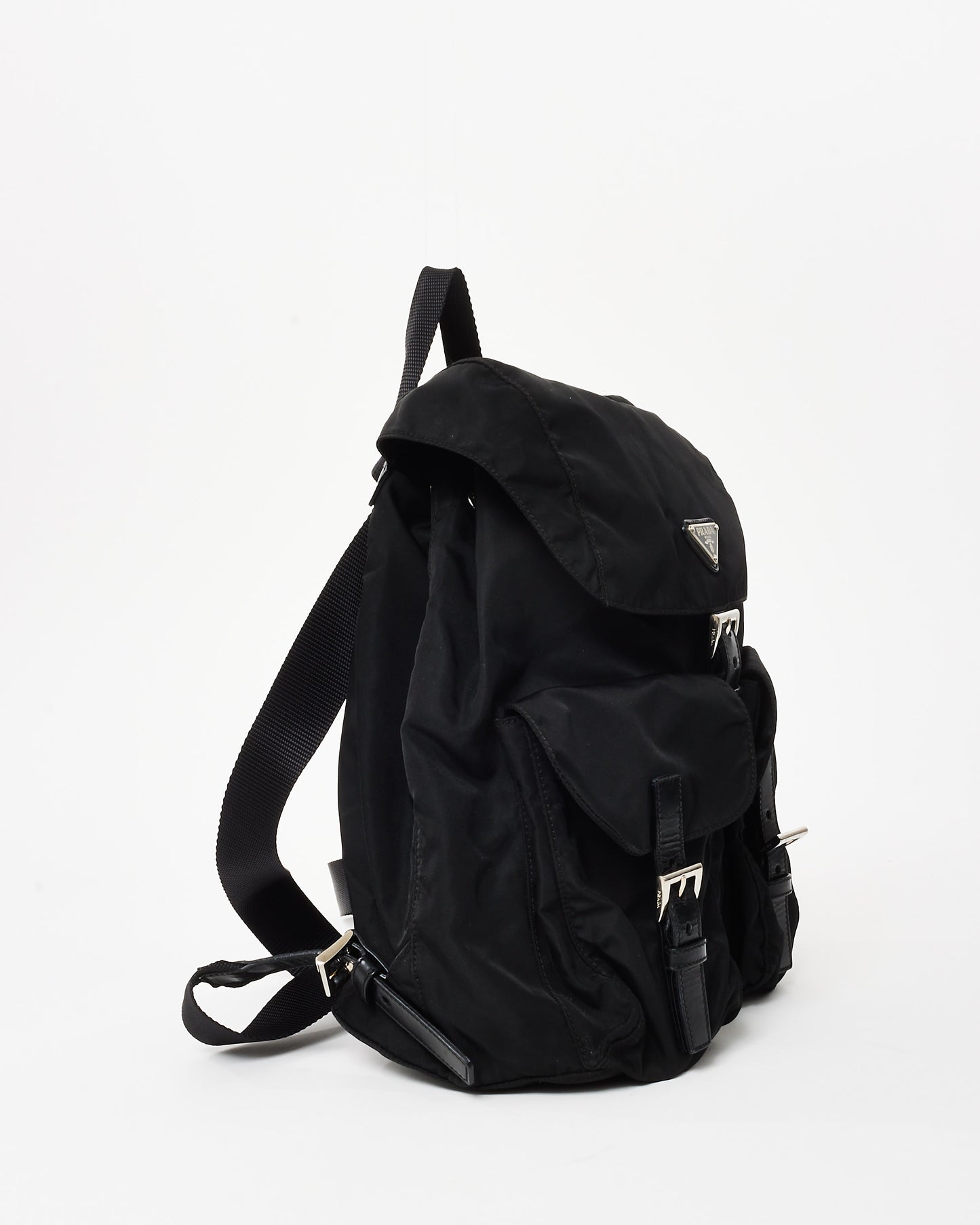 Prada Black Nylon Double Pocket Medium Backpack