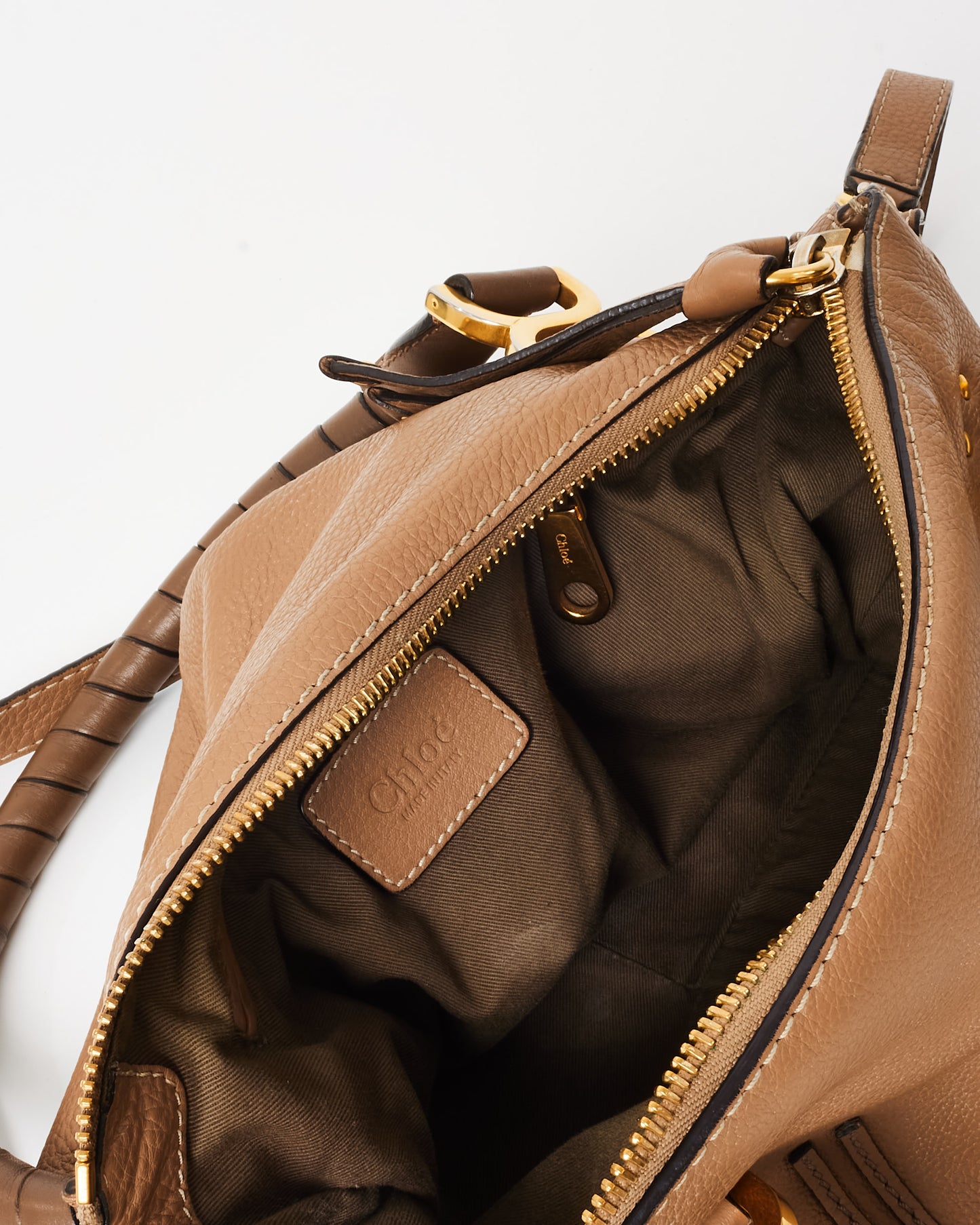 Chloé Camel Leather Medium Double Marcie Shoulder Bag