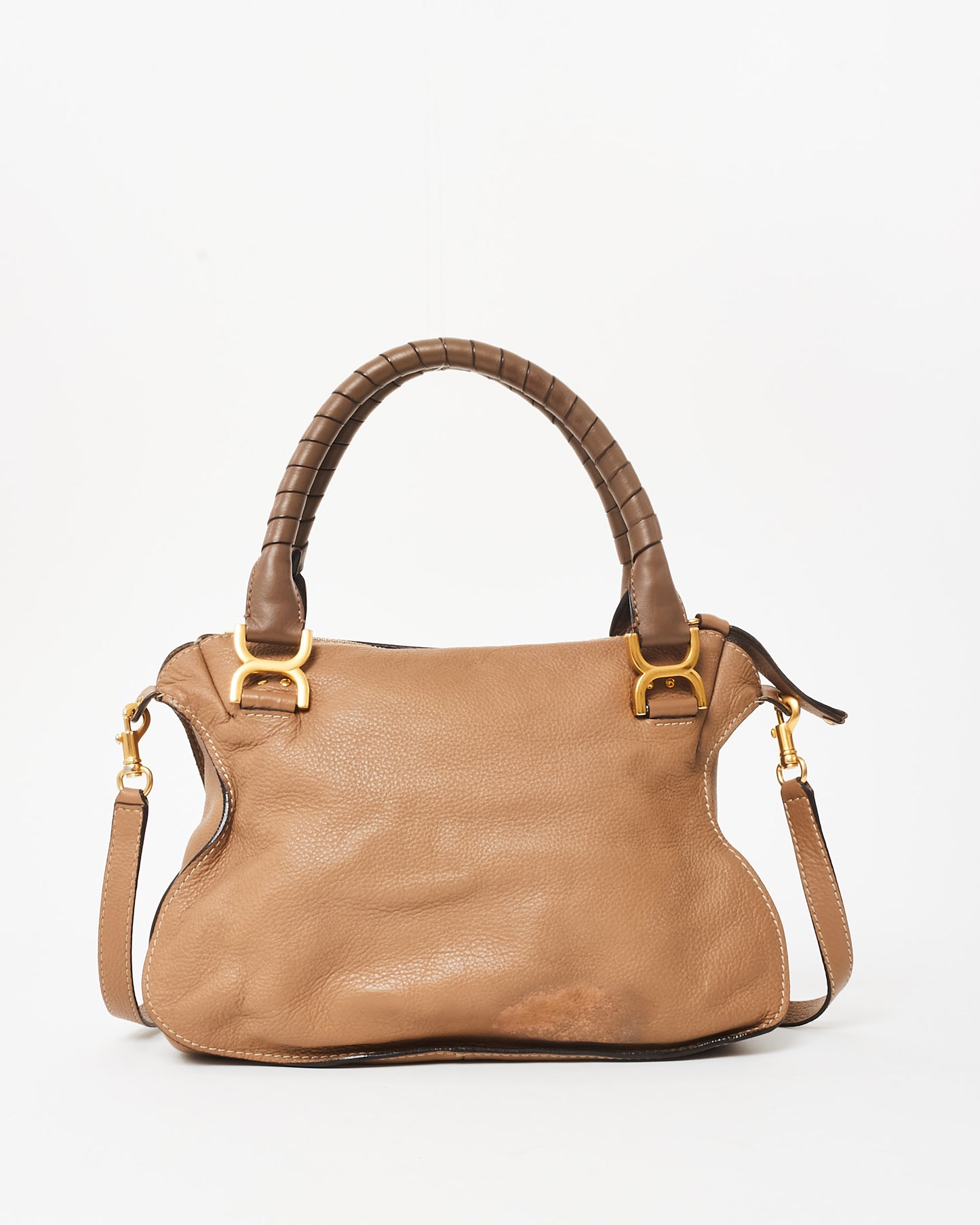 Chloé Camel Leather Medium Double Marcie Shoulder Bag