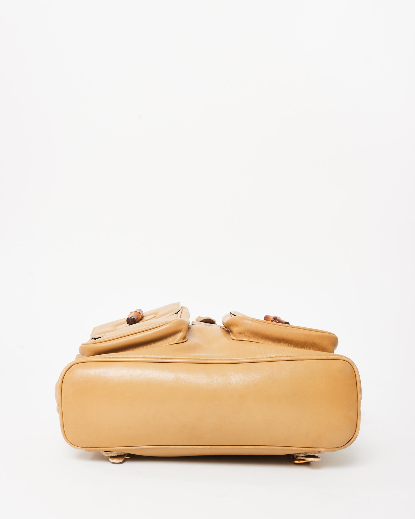 Gucci Vintage Beige Leather Bamboo Backpack
