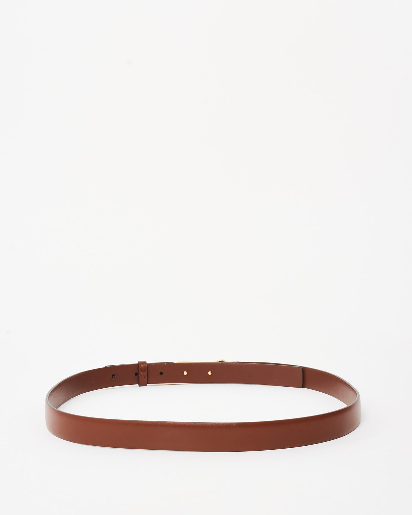 Valentino Brown Leather VLogo Chain Leather Belt GHW - 85