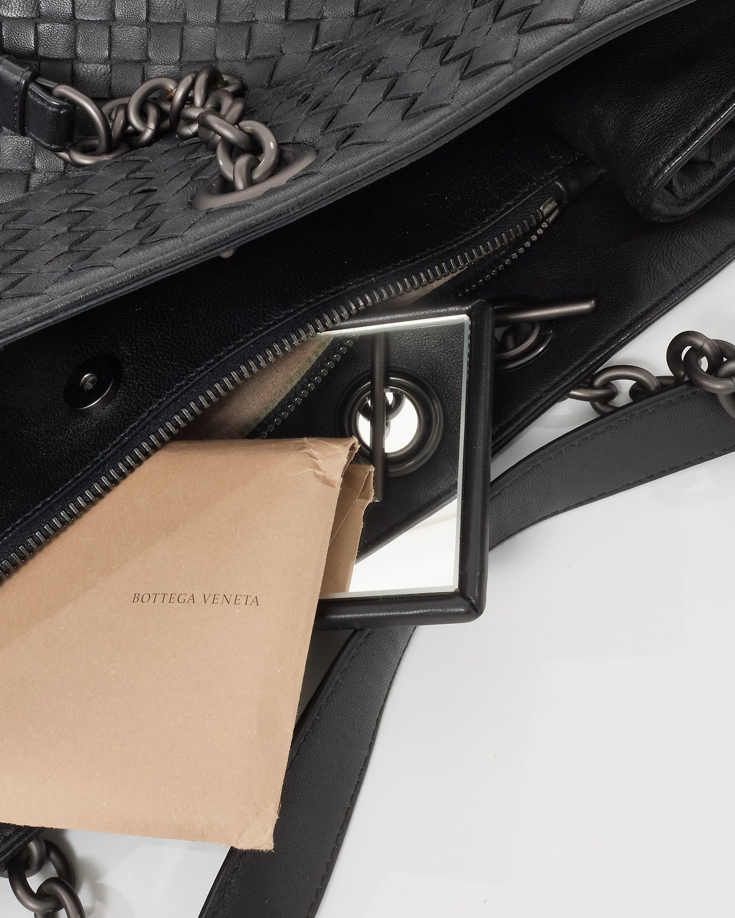 Bottega Veneta Vintage Black Intrecciato Leather Medium Olimpia Shoulder Bag