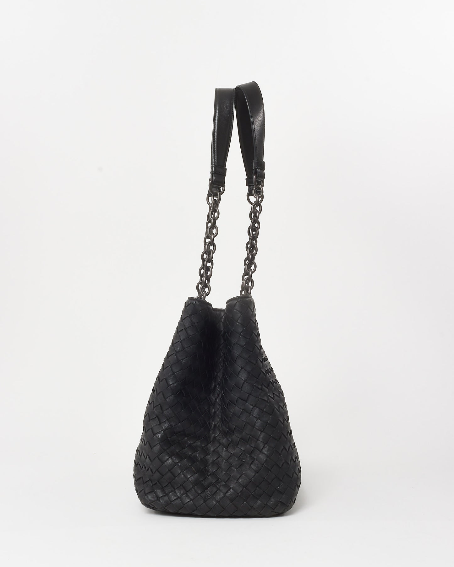 Bottega Veneta Vintage Black Intrecciato Leather Medium Olimpia Shoulder Bag