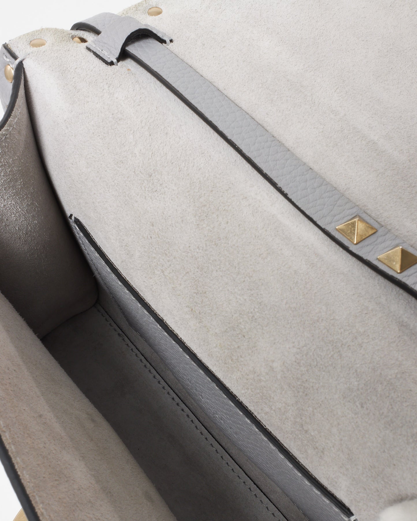 Valentino Grey Grained Leather Small Rockstud Crossbody Bag