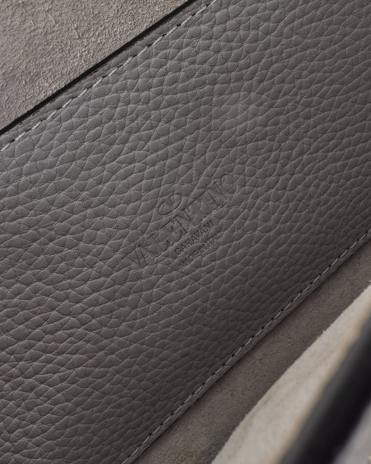 Valentino Grey Grained Leather Small Rockstud Crossbody Bag