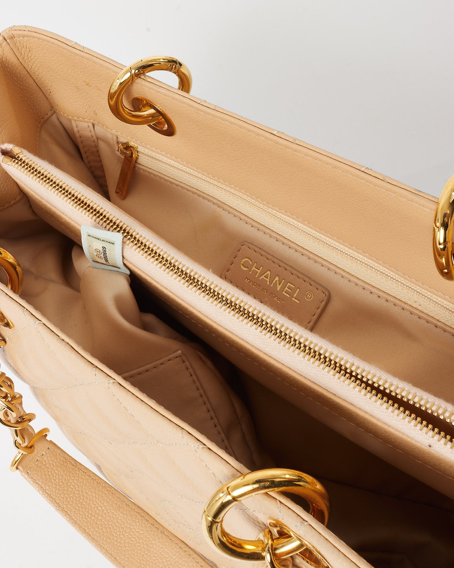 Chanel Beige Caviar Leather GST Shopper Tote