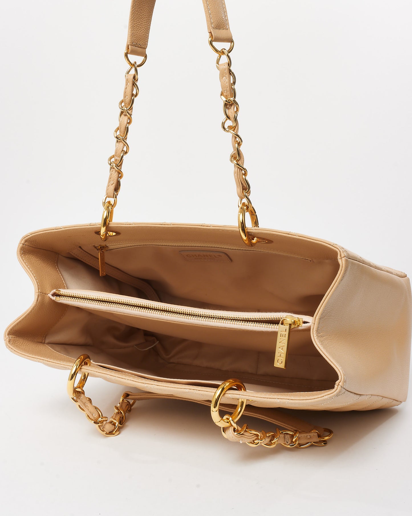 Chanel Beige Caviar Leather GST Shopper Tote