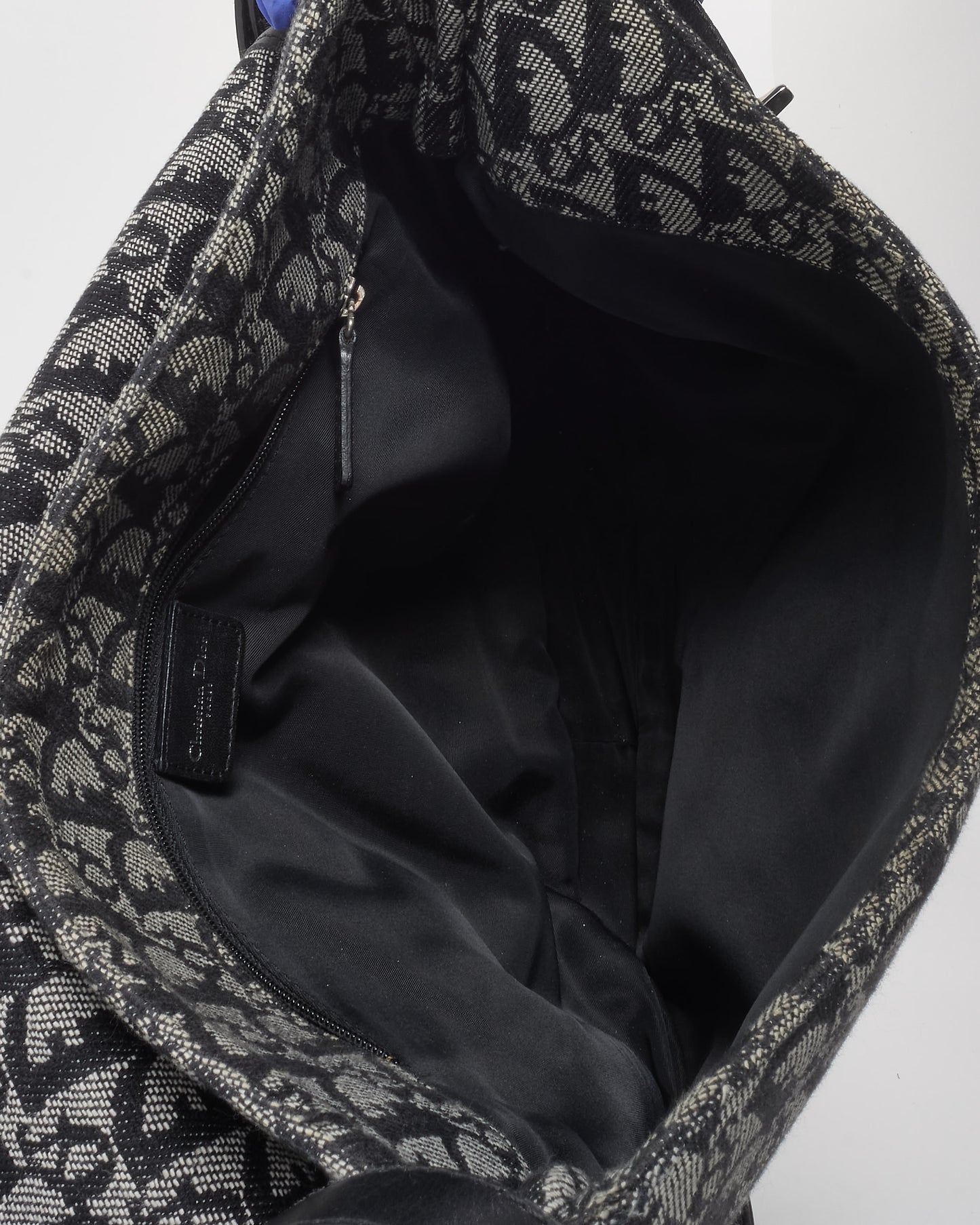 Dior Vintage Navy Blue Oblique Monogram Canvas CD Flap Large Messenger Bag