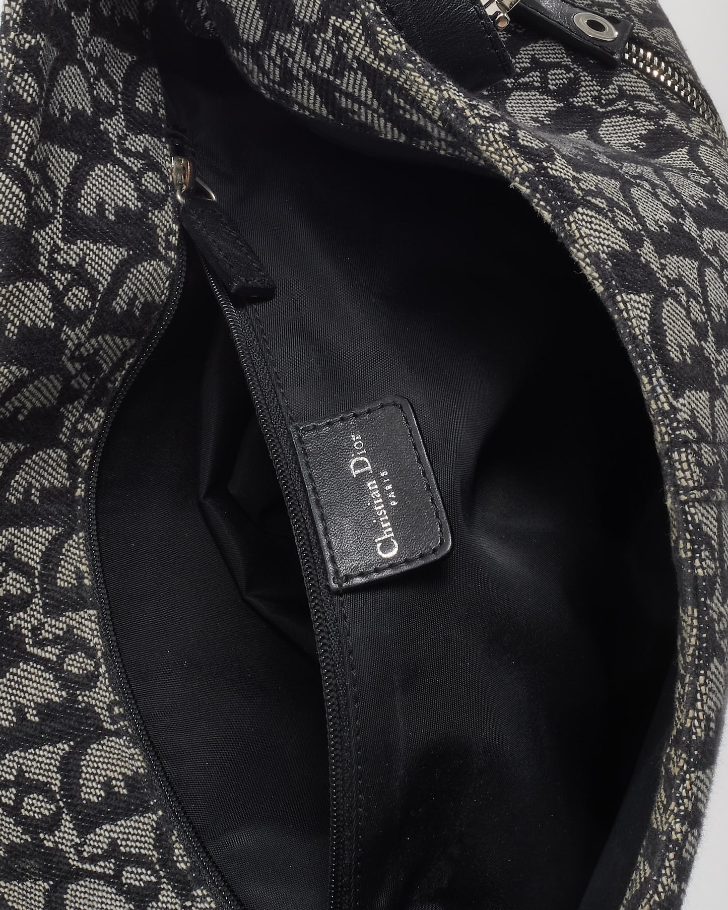 Dior Vintage Navy Blue Oblique Monogram Canvas CD Flap Large Messenger Bag