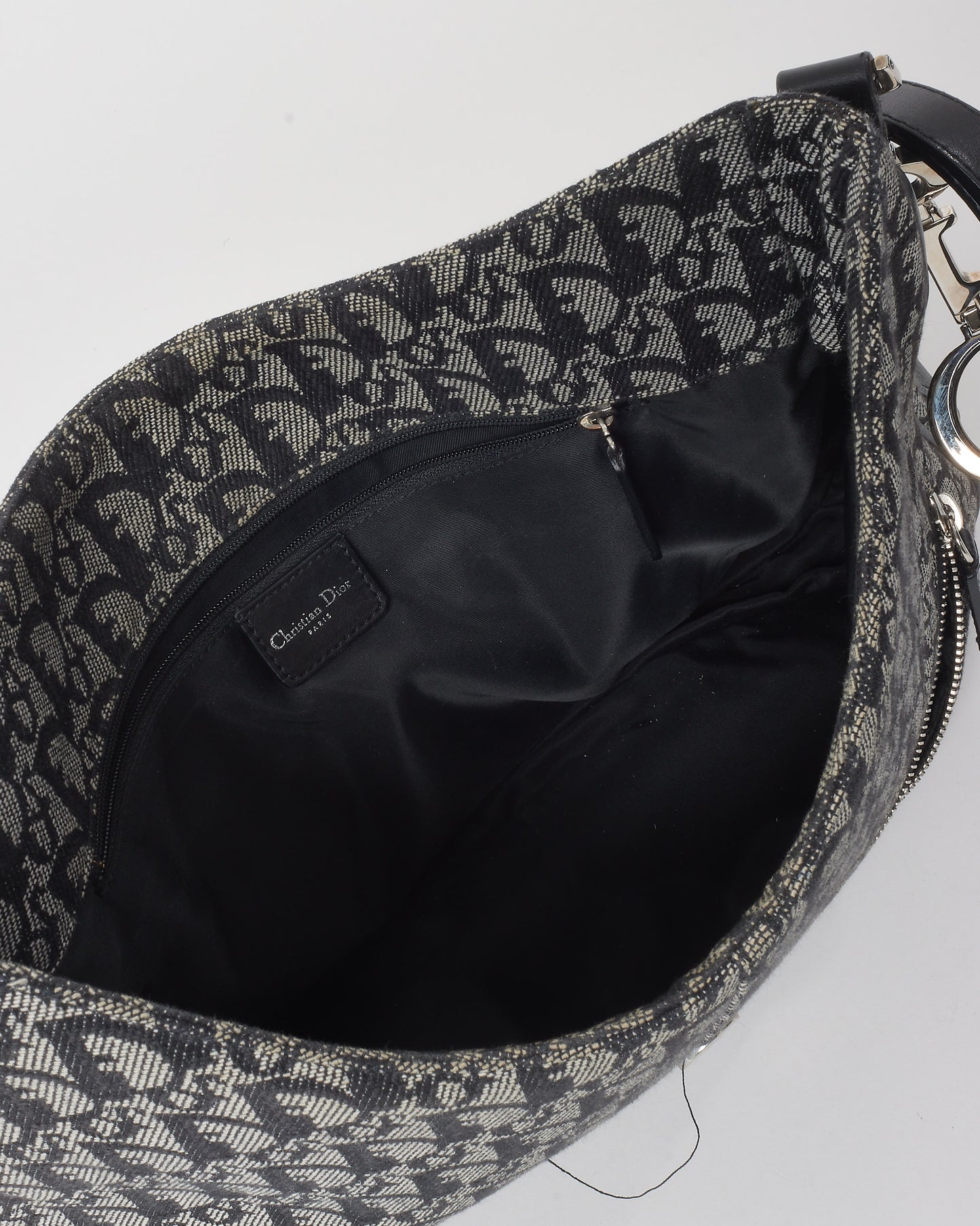 Dior Vintage Navy Blue Oblique Monogram Canvas CD Flap Large Messenger Bag