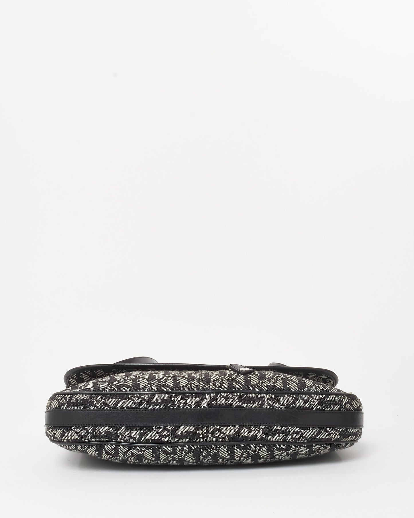 Dior Vintage Navy Blue Oblique Monogram Canvas CD Flap Large Messenger Bag