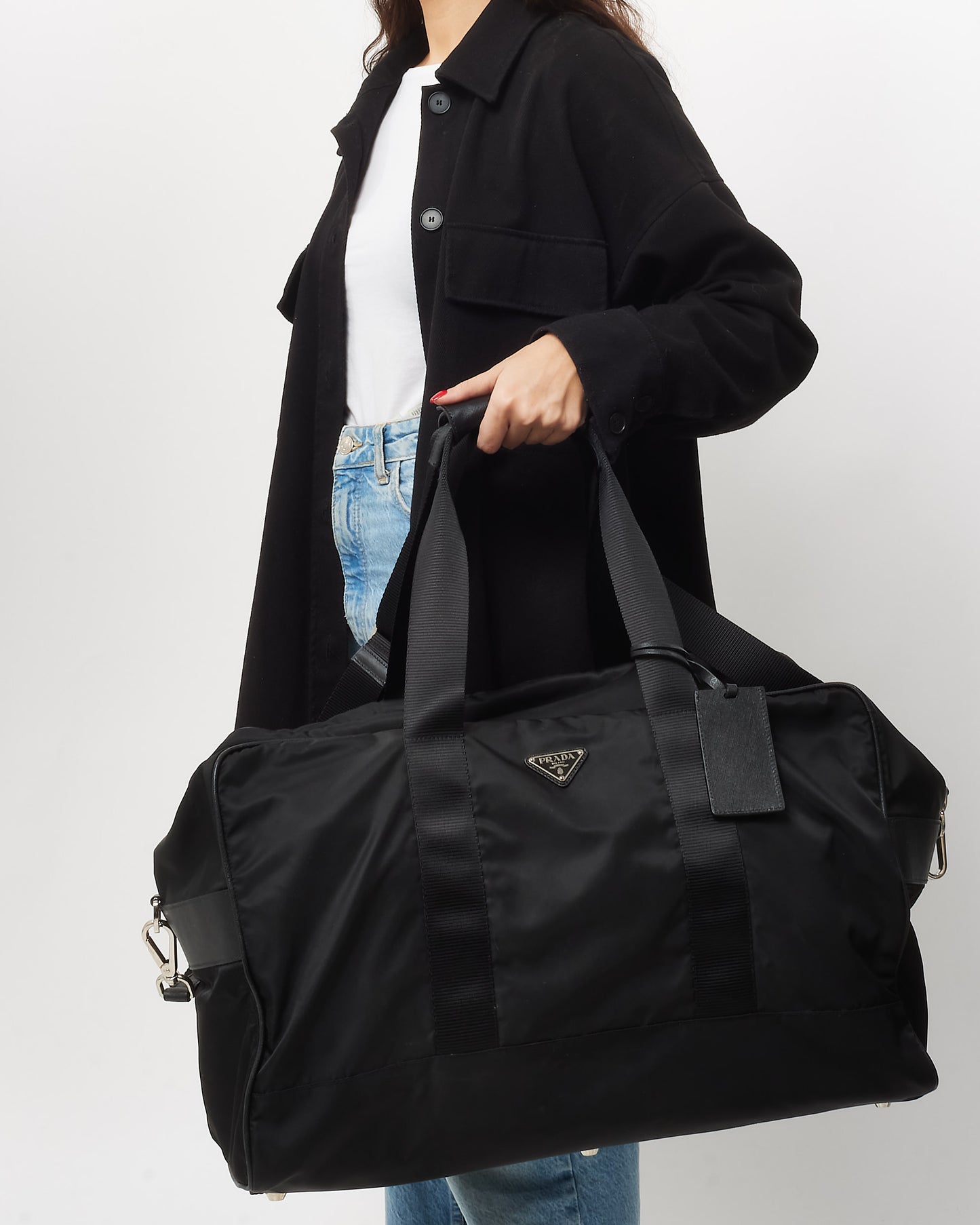 Prada Black Nylon Large Travel Duffle Bag