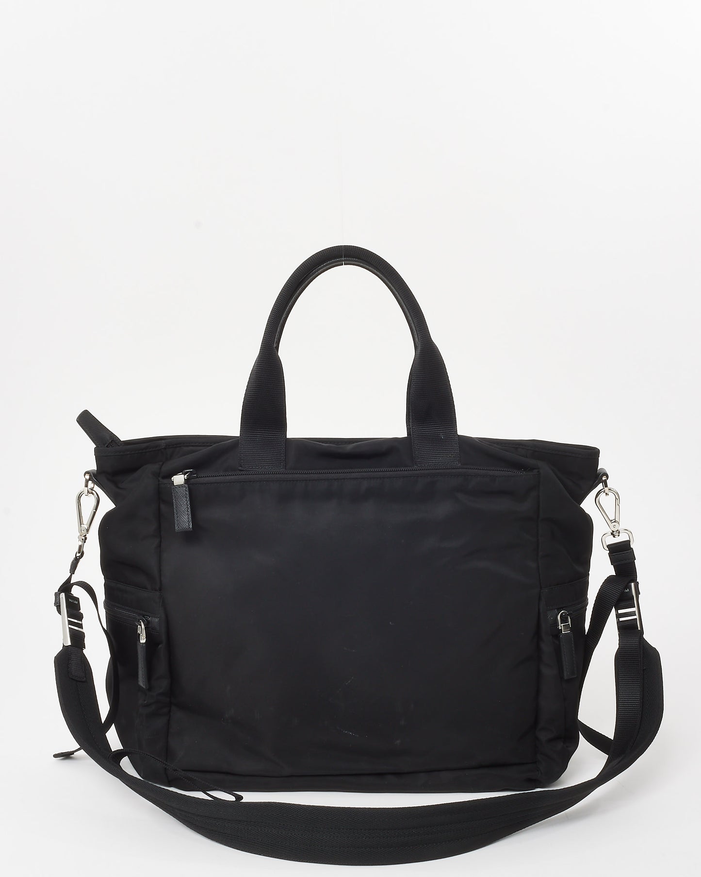 Prada Black Nylon Double Front Pocket Top Handle 2Way Carry on Bag