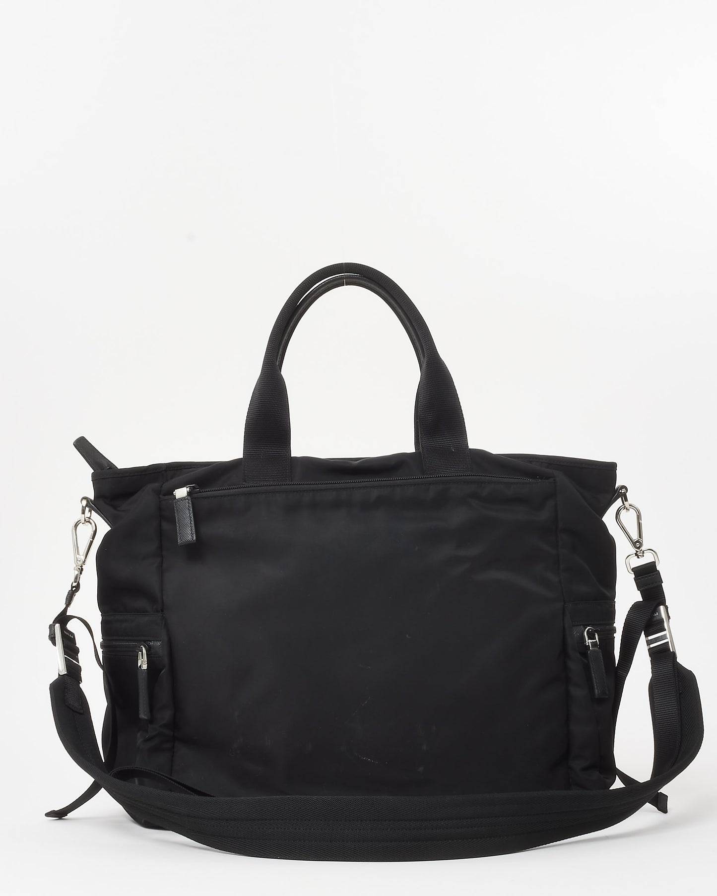 Prada Black Nylon Double Front Pocket Top Handle 2Way Carry on Bag