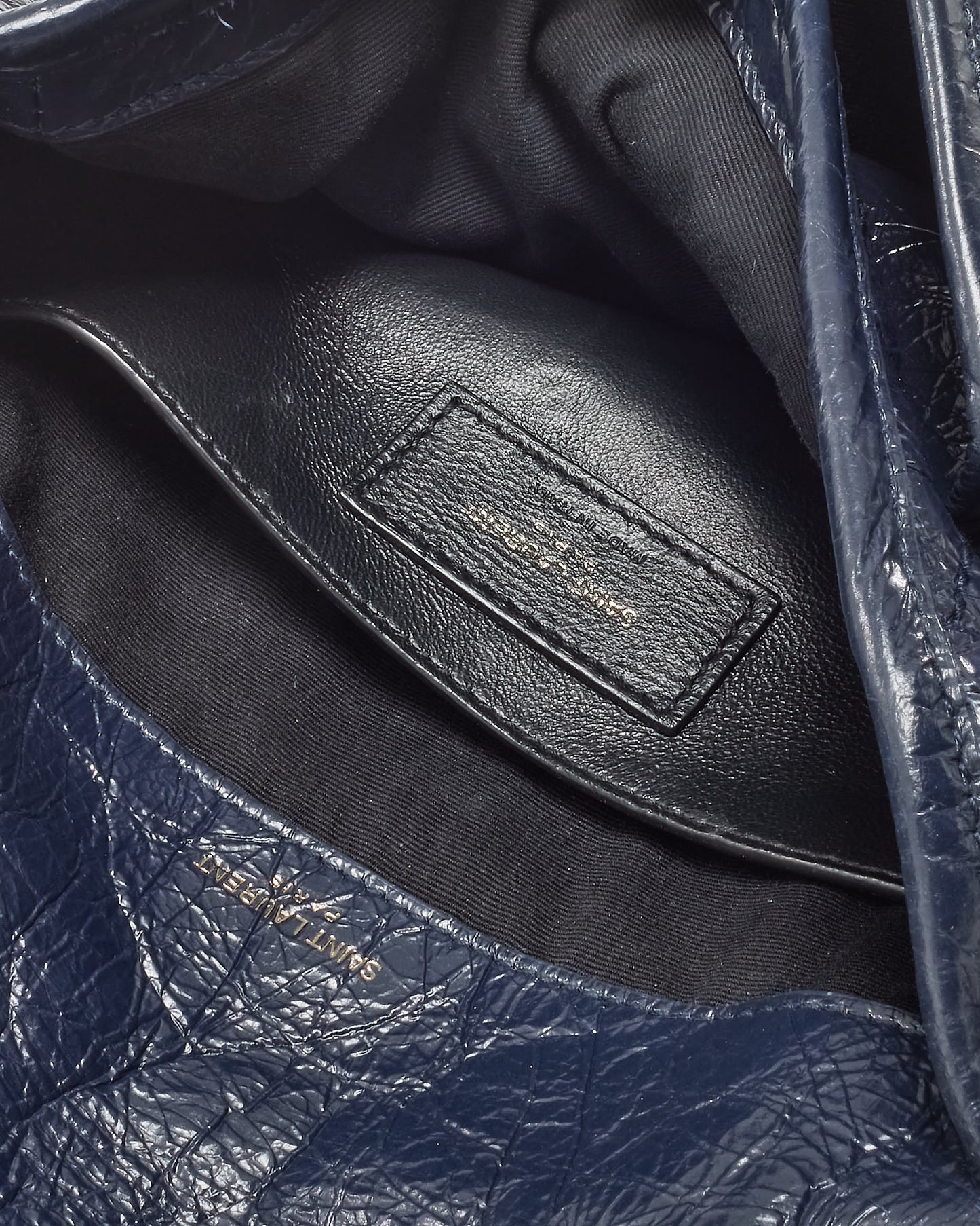 Saint Laurent Navy Crinkled Leather Baby Niki Shoulder Bag