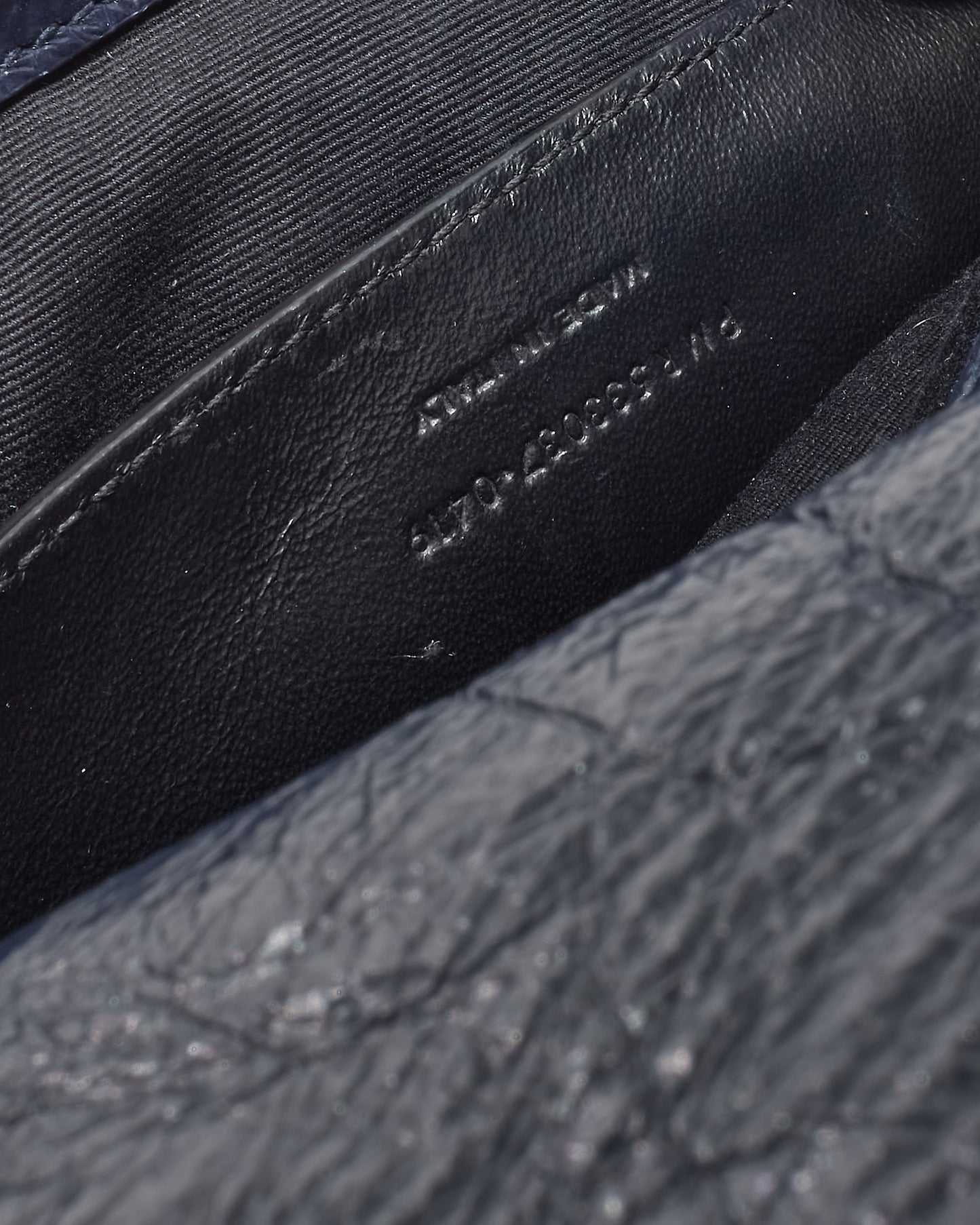 Saint Laurent Navy Crinkled Leather Baby Niki Shoulder Bag