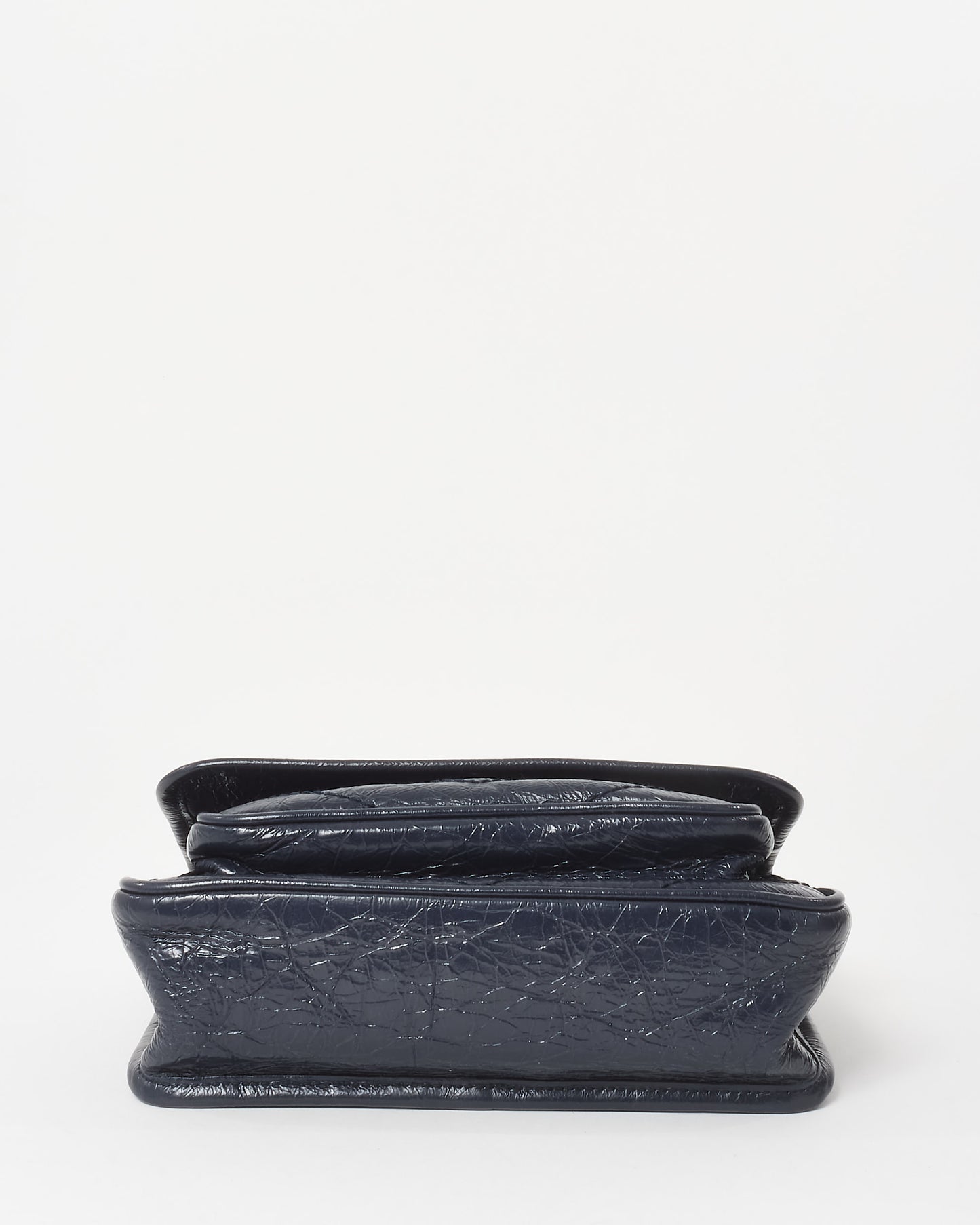 Saint Laurent Navy Crinkled Leather Baby Niki Shoulder Bag