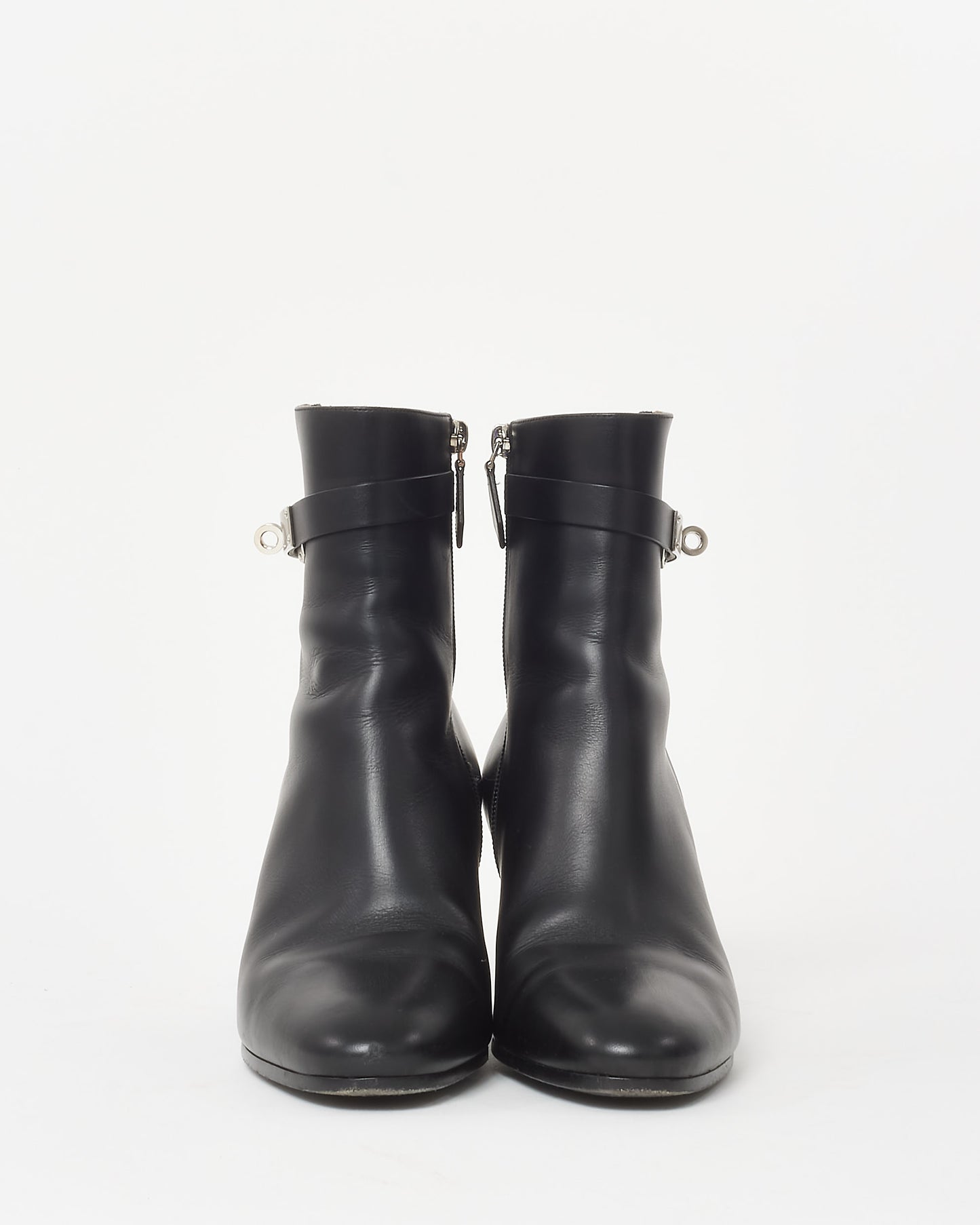 Hermès Black Smooth Leather Kelly Buckle Saint Germain Ankle Boots - 40.5