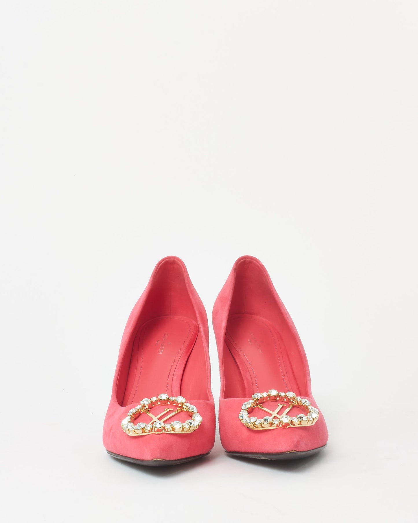Louis Vuitton Pink Suede Crystal Madeleine Pumps - 37.5