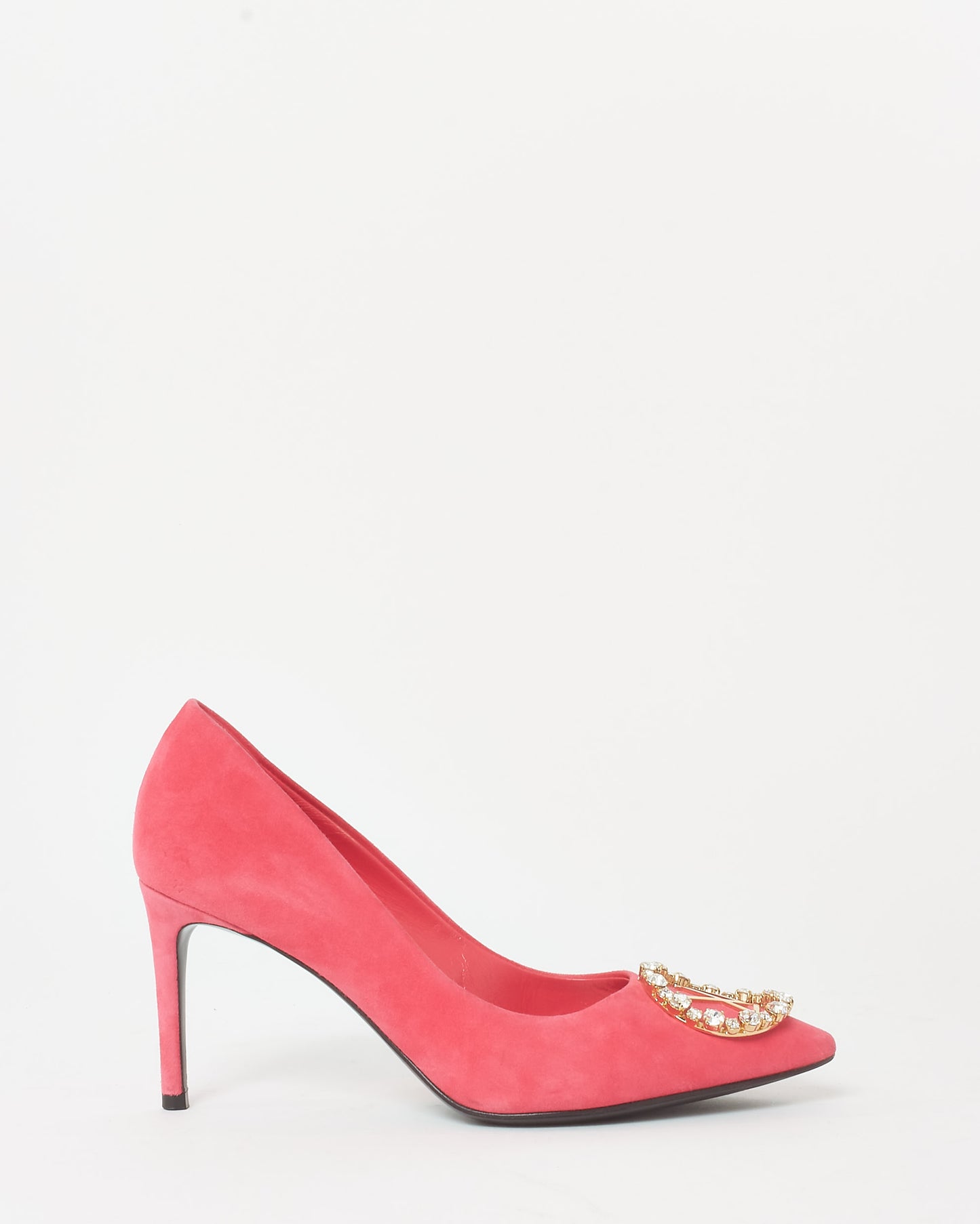 Louis Vuitton Pink Suede Crystal Madeleine Pumps - 37.5