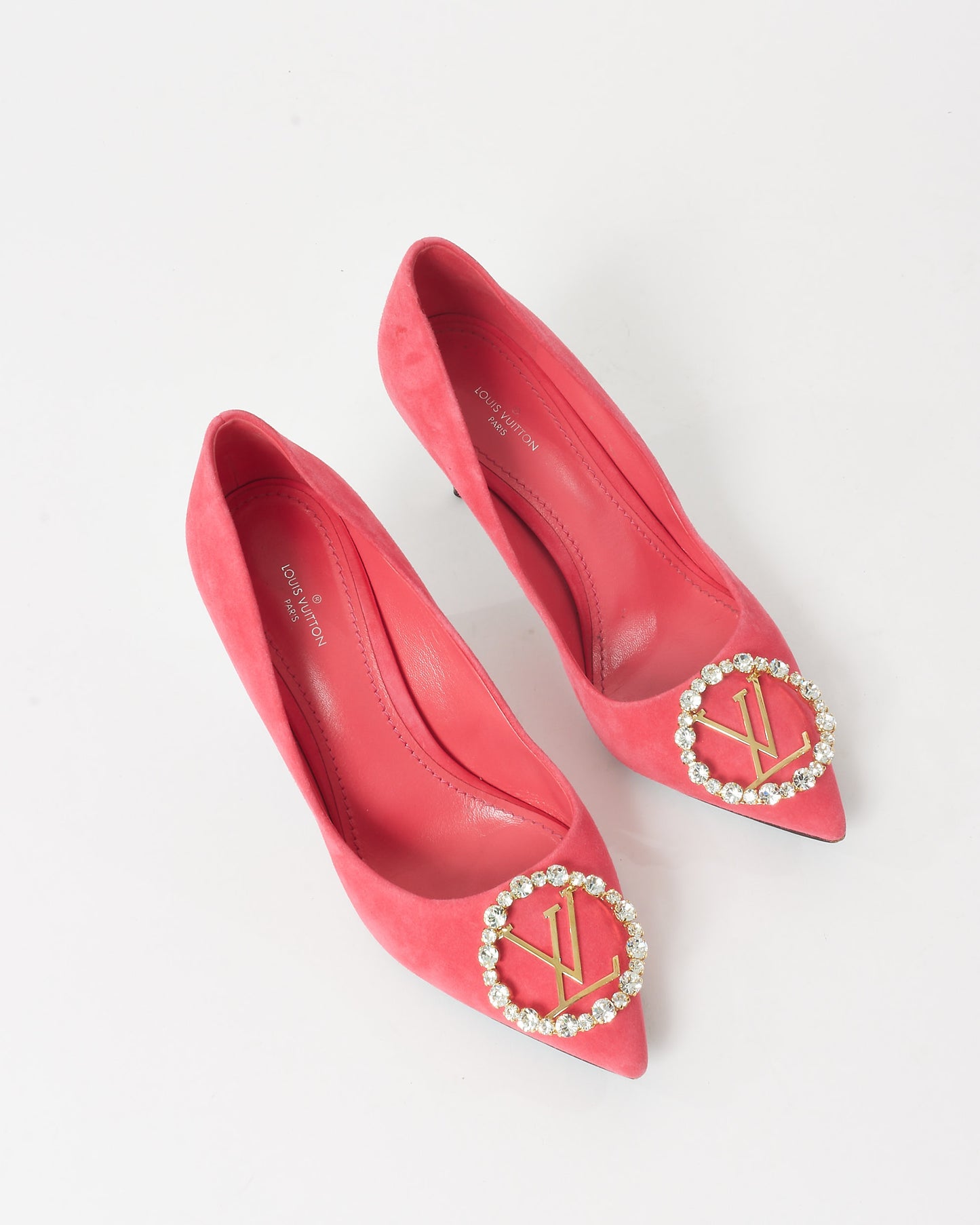 Louis Vuitton Pink Suede Crystal Madeleine Pumps - 37.5