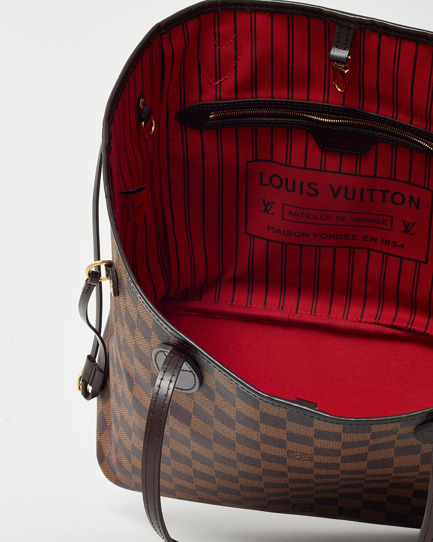 Louis Vuitton Damier Ebene Coated Canvas Neverfull MM Bag with Pouch