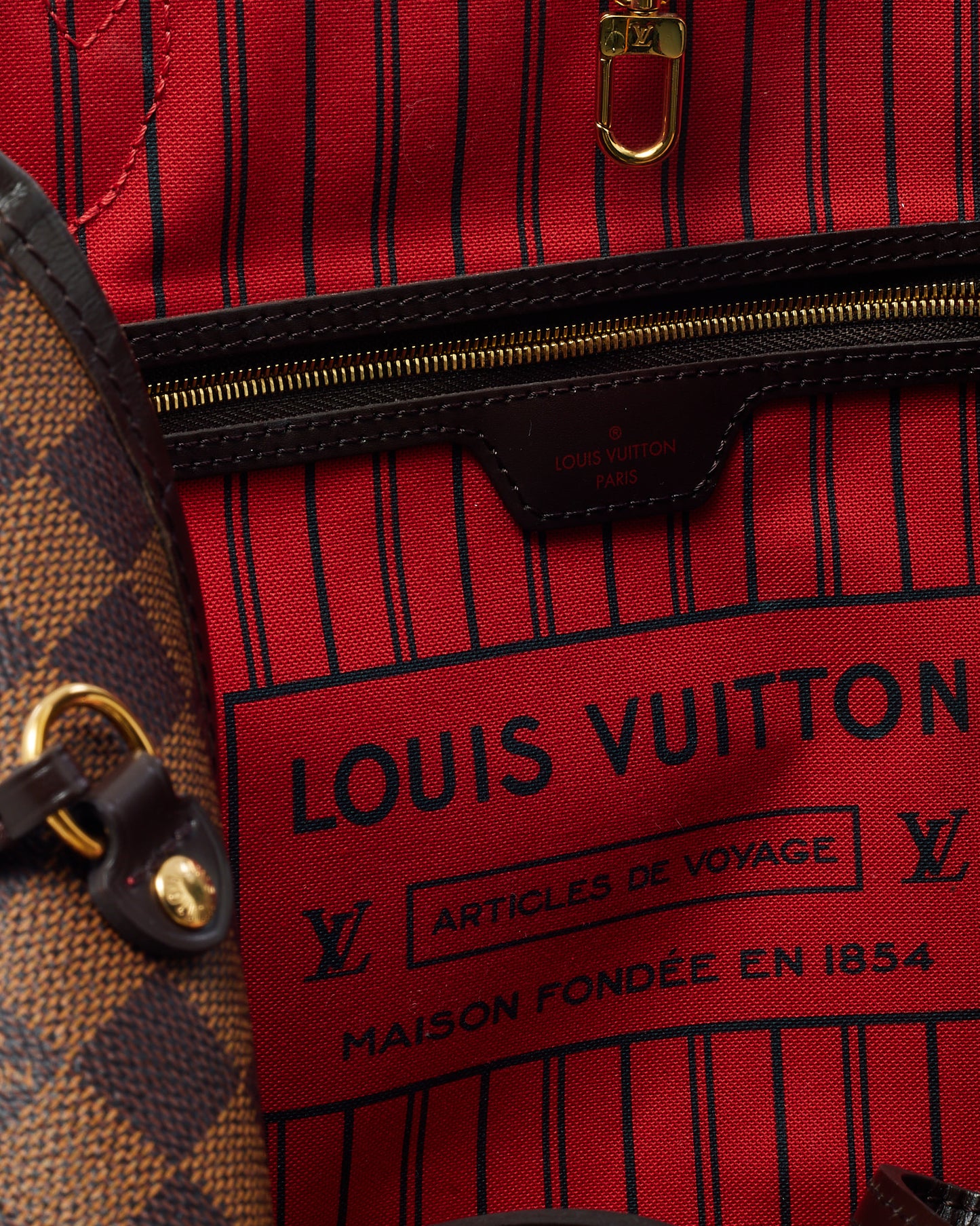 Louis Vuitton Damier Ebene Coated Canvas Neverfull MM Bag with Pouch
