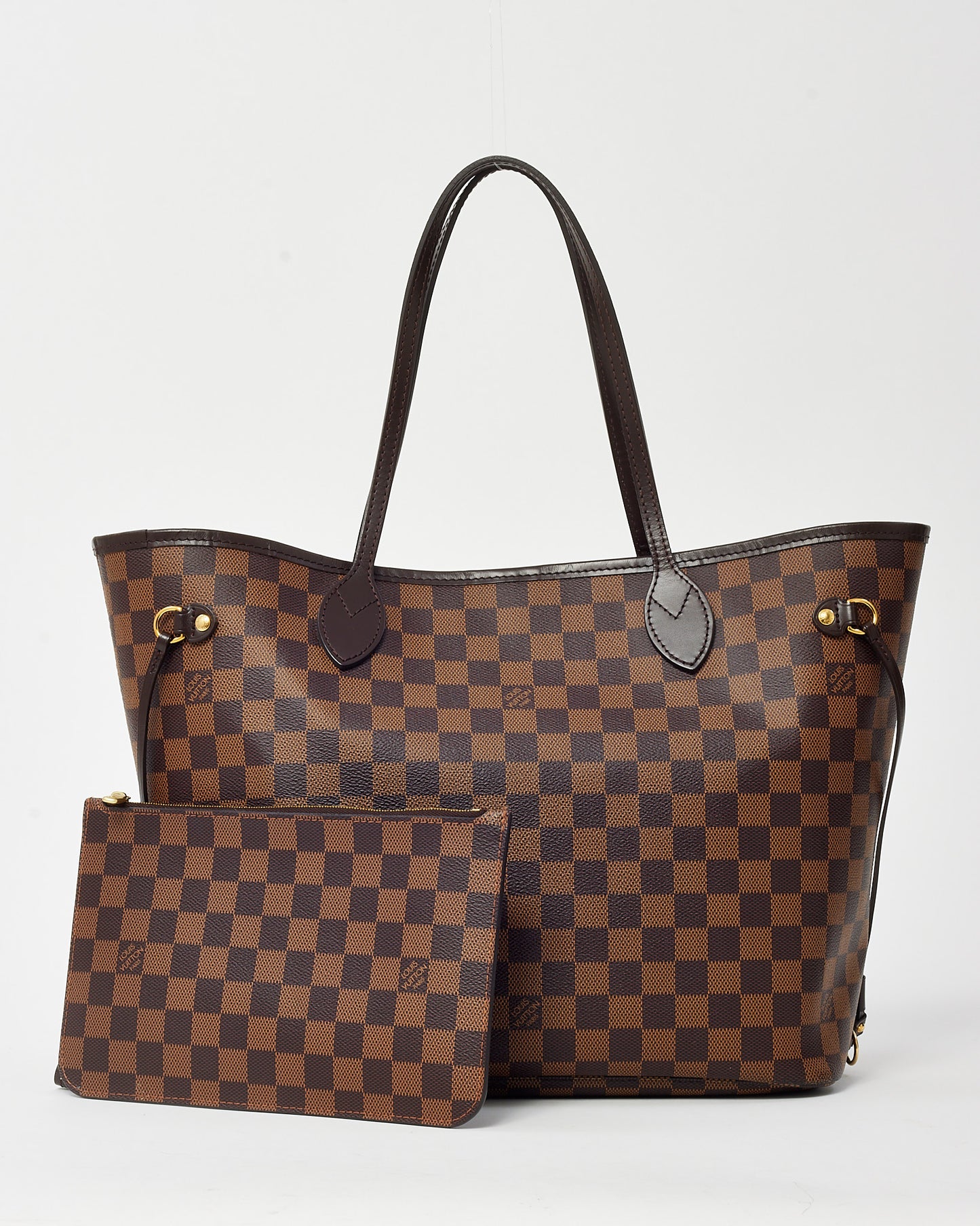 Louis Vuitton Damier Ebene Coated Canvas Neverfull MM Bag with Pouch