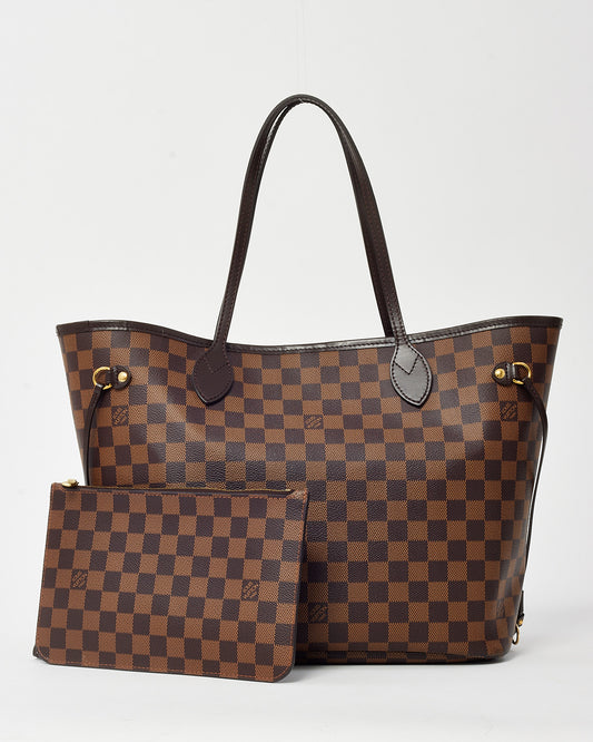 Louis Vuitton Damier Ebene Coated Canvas Neverfull MM Bag with Pouch