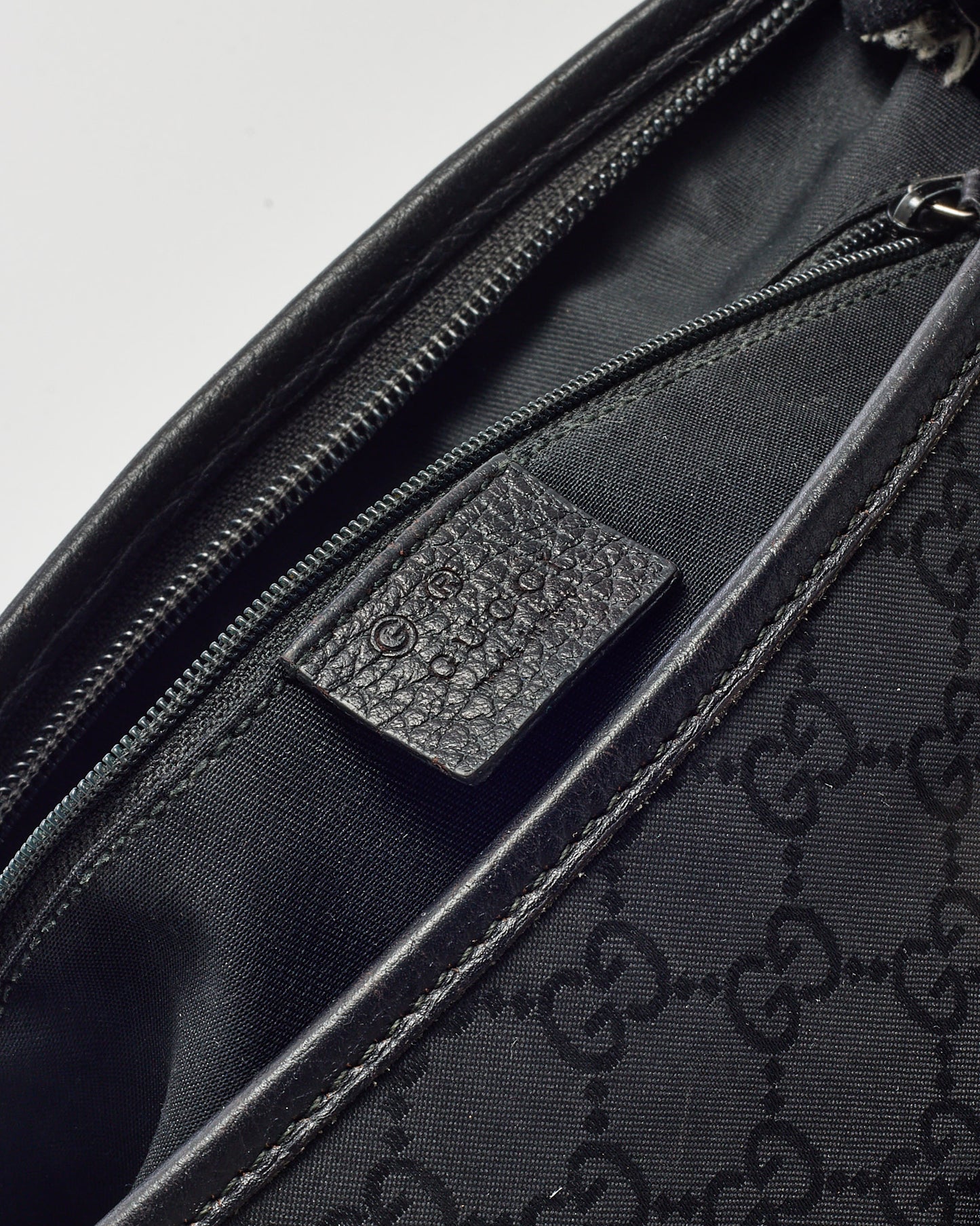 Gucci Black GG Monogram Canvas D-Ring Abbey Messenger Bag