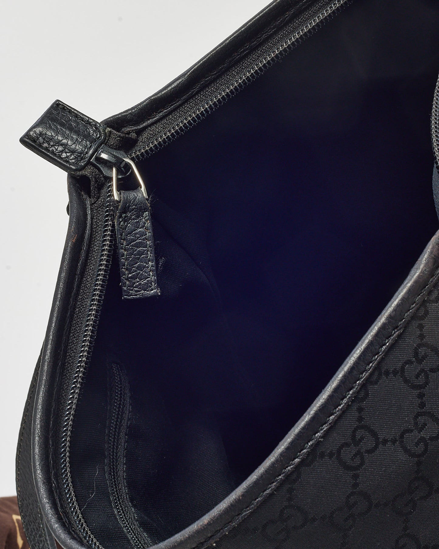 Gucci Black GG Monogram Canvas D-Ring Abbey Messenger Bag