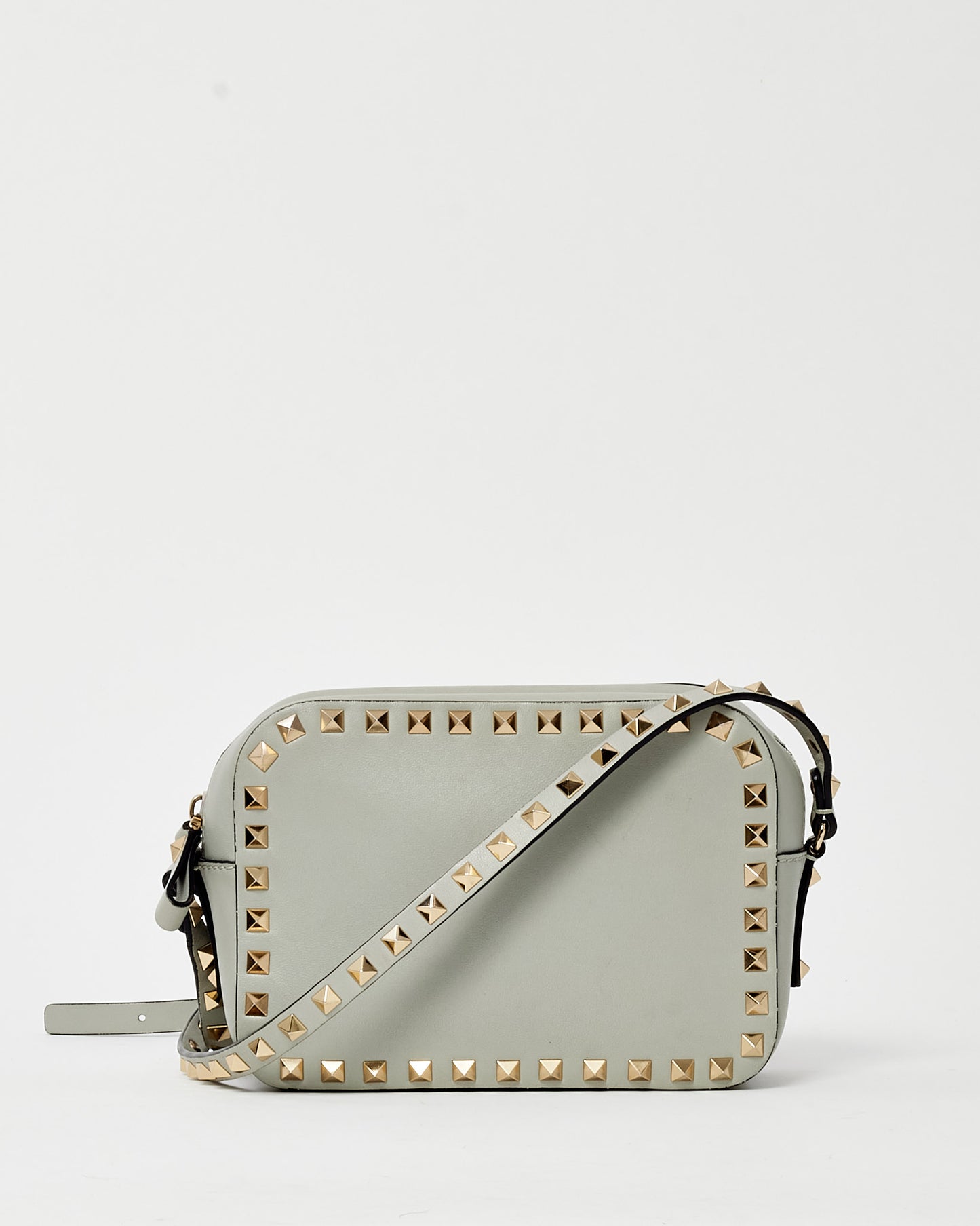 Valentino Pale Blue Leather GHW Rockstud Camera Bag