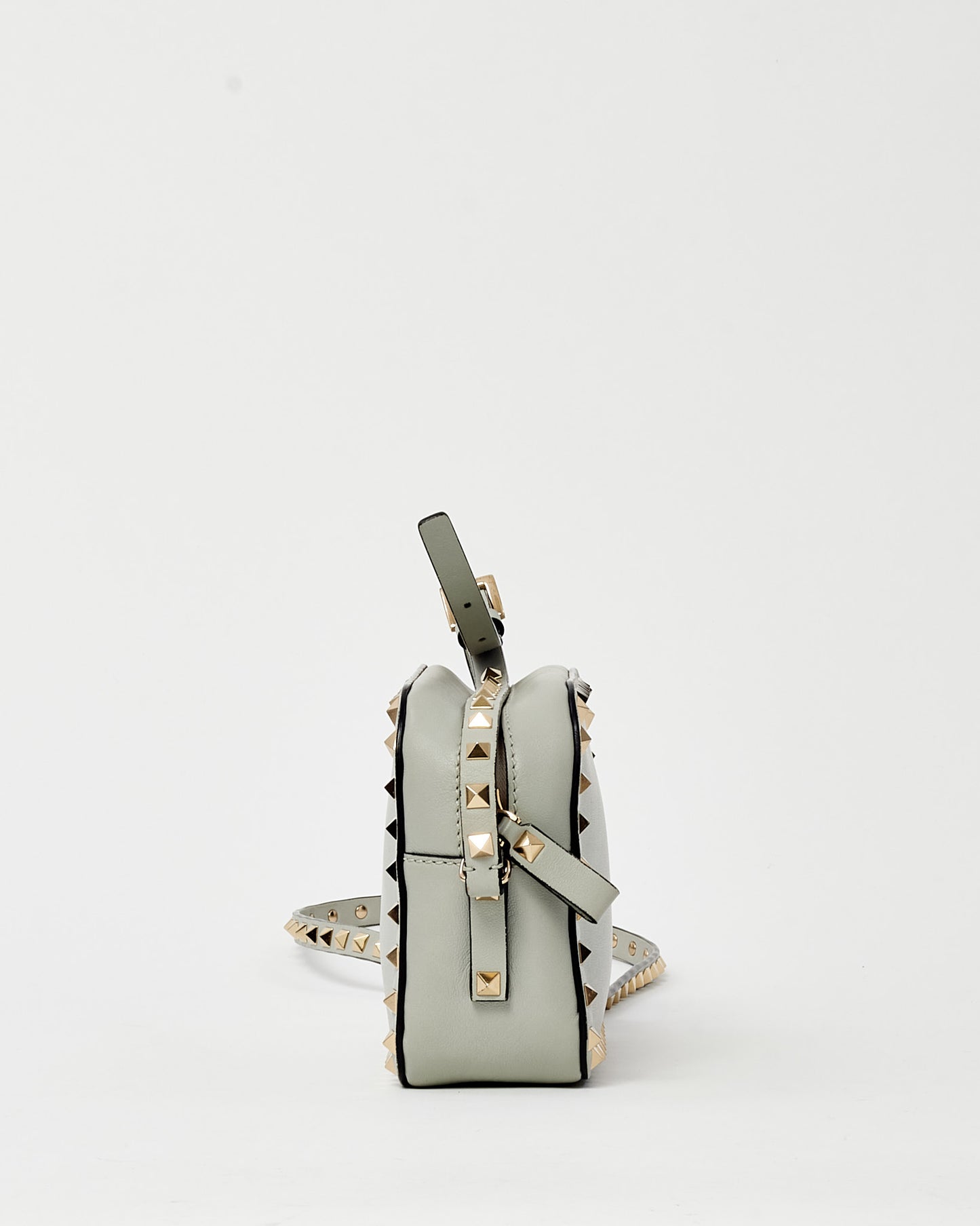 Valentino Pale Blue Leather GHW Rockstud Camera Bag