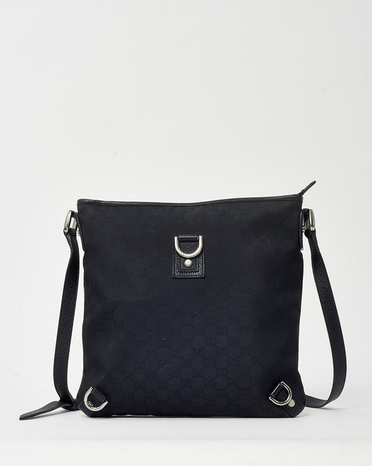 Gucci Black GG Monogram Canvas D-Ring Abbey Messenger Bag