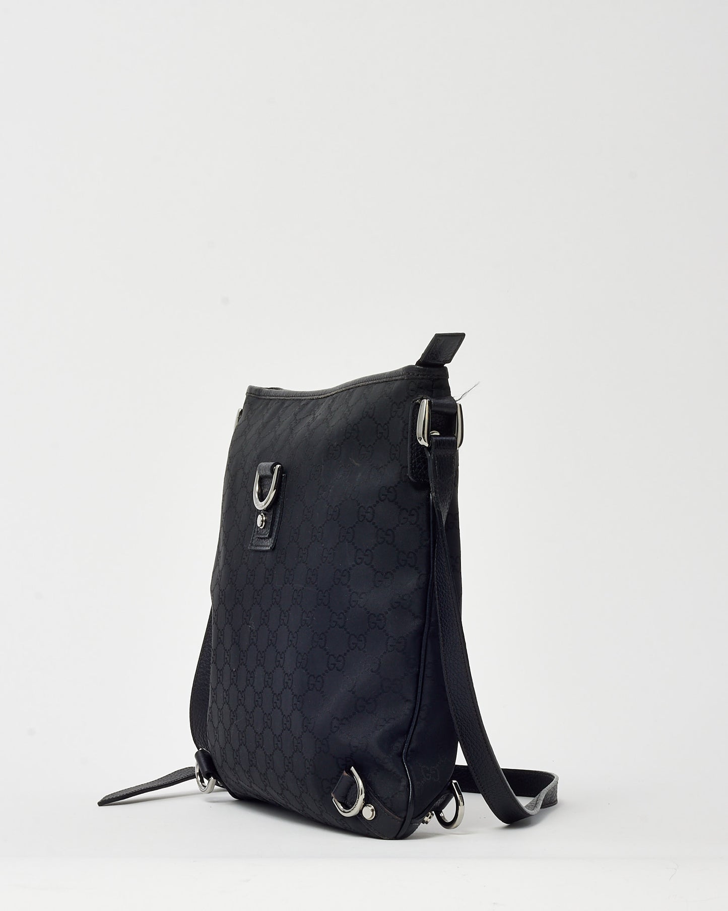 Gucci Black GG Monogram Canvas D-Ring Abbey Messenger Bag