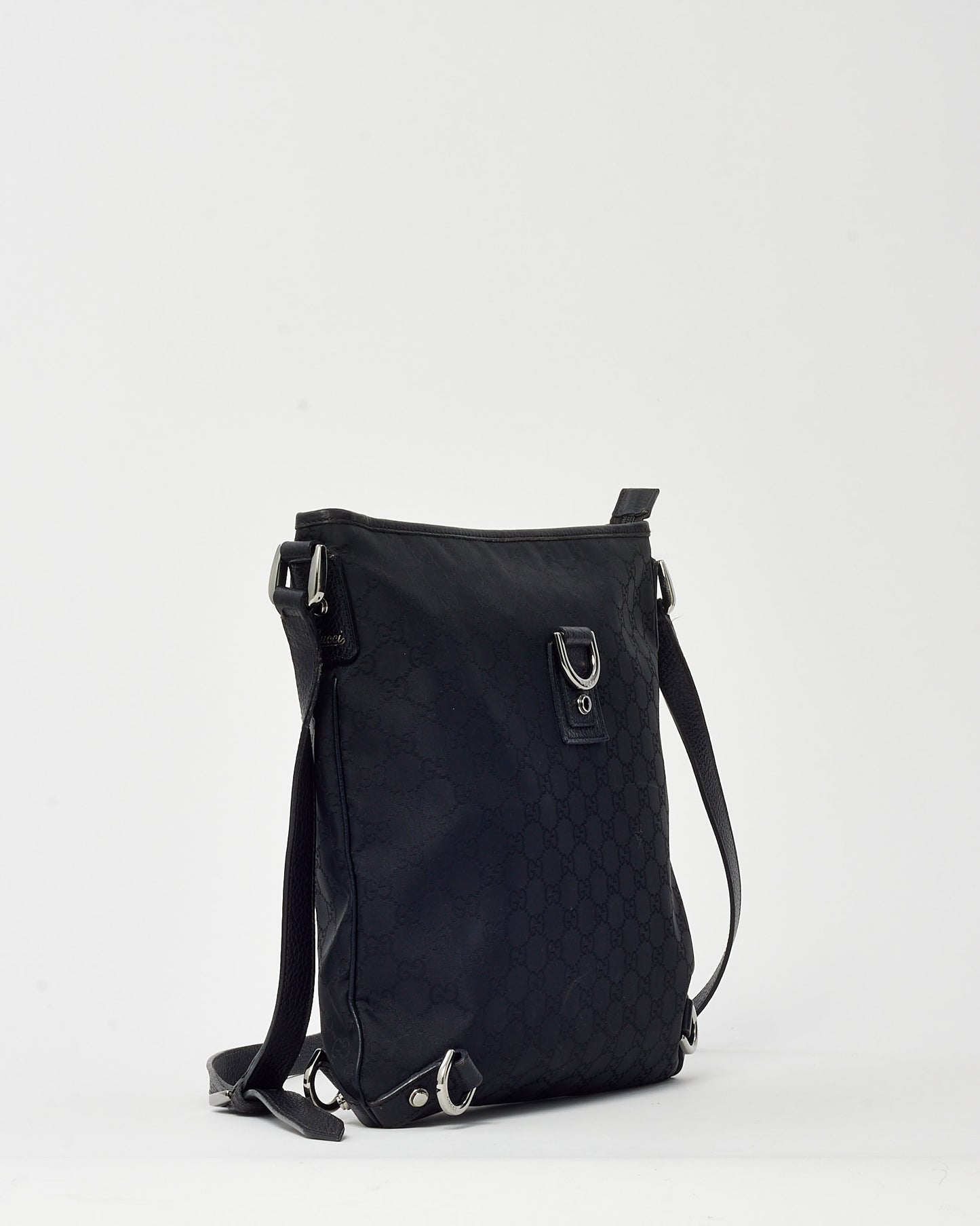 Gucci Black GG Monogram Canvas D-Ring Abbey Messenger Bag