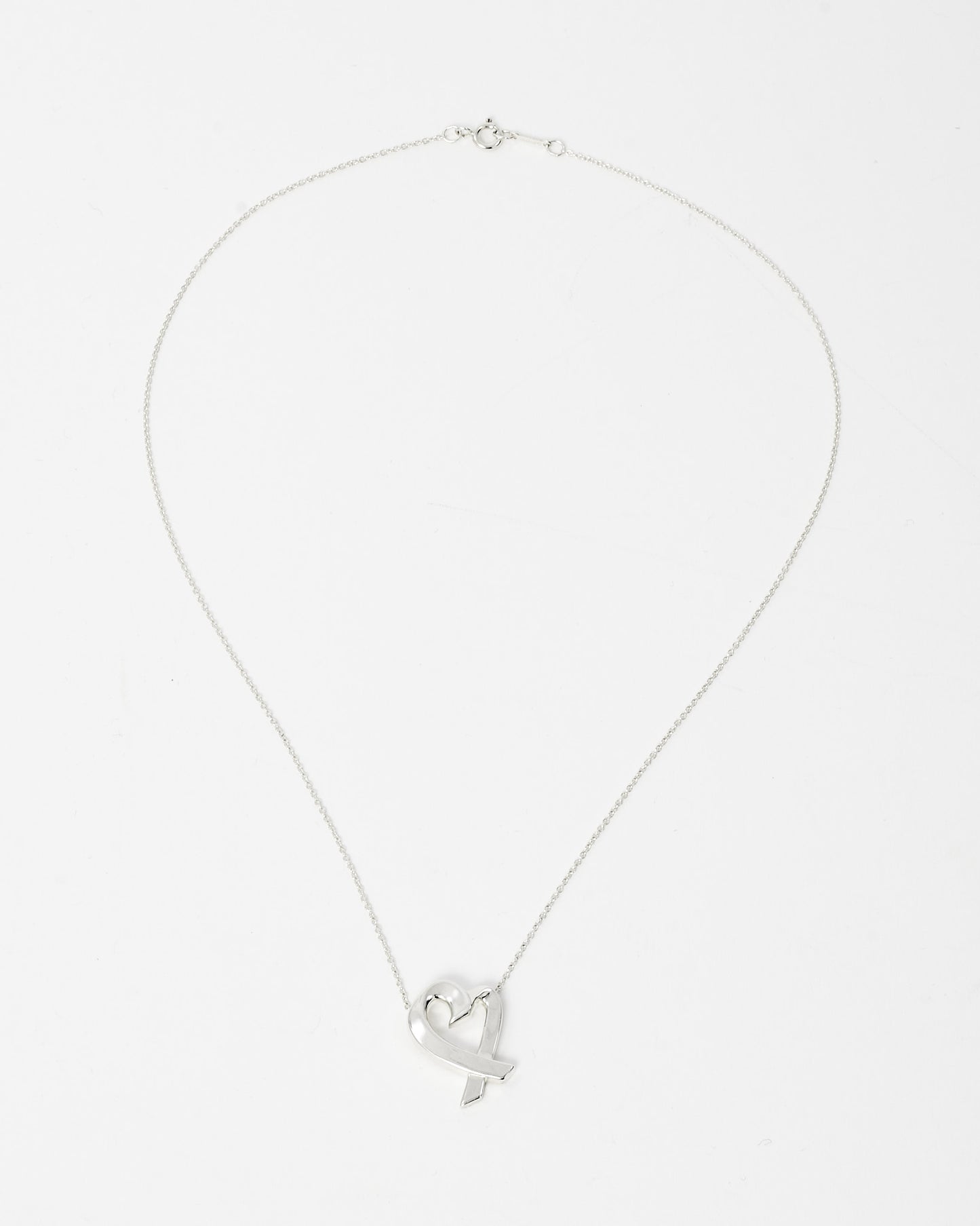 Tiffany & Co. Sterling Silver Paloma Picasso Wide Loving Heart Pendant Necklace