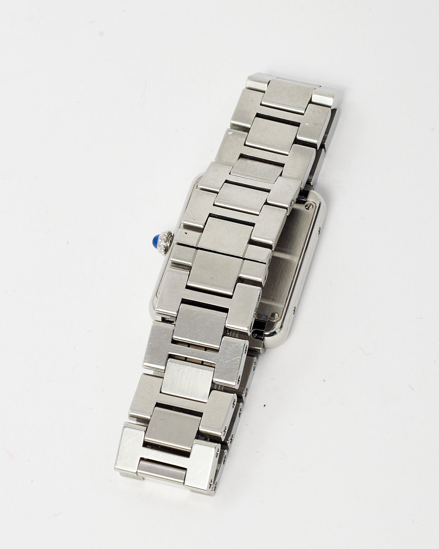 Cartier Silver Stainless Steel Large Model Quartz Movement Tank Solo Watch