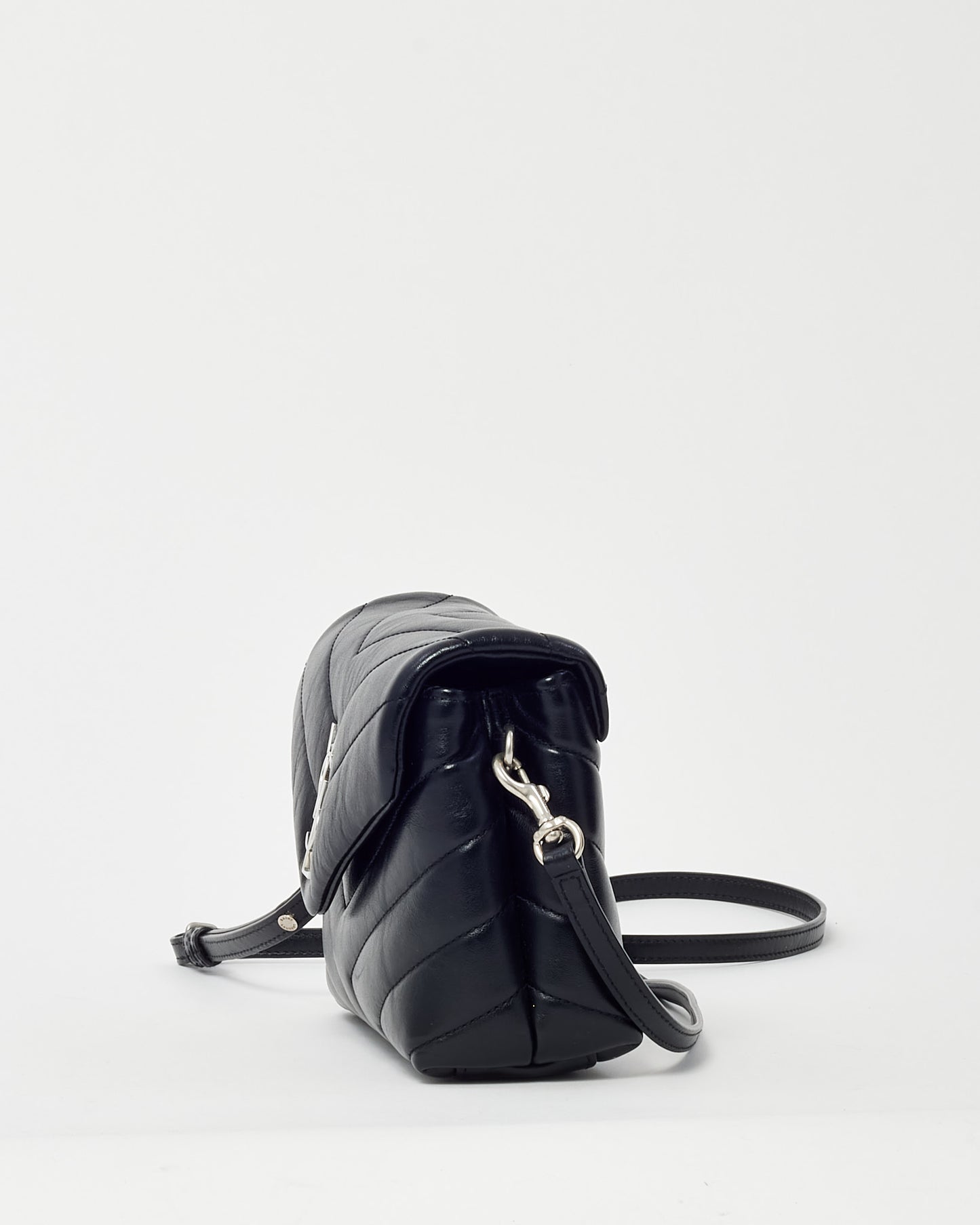 Saint Laurent Black Y Quilted Leather Toy Loulou Crossbody Bag SHW