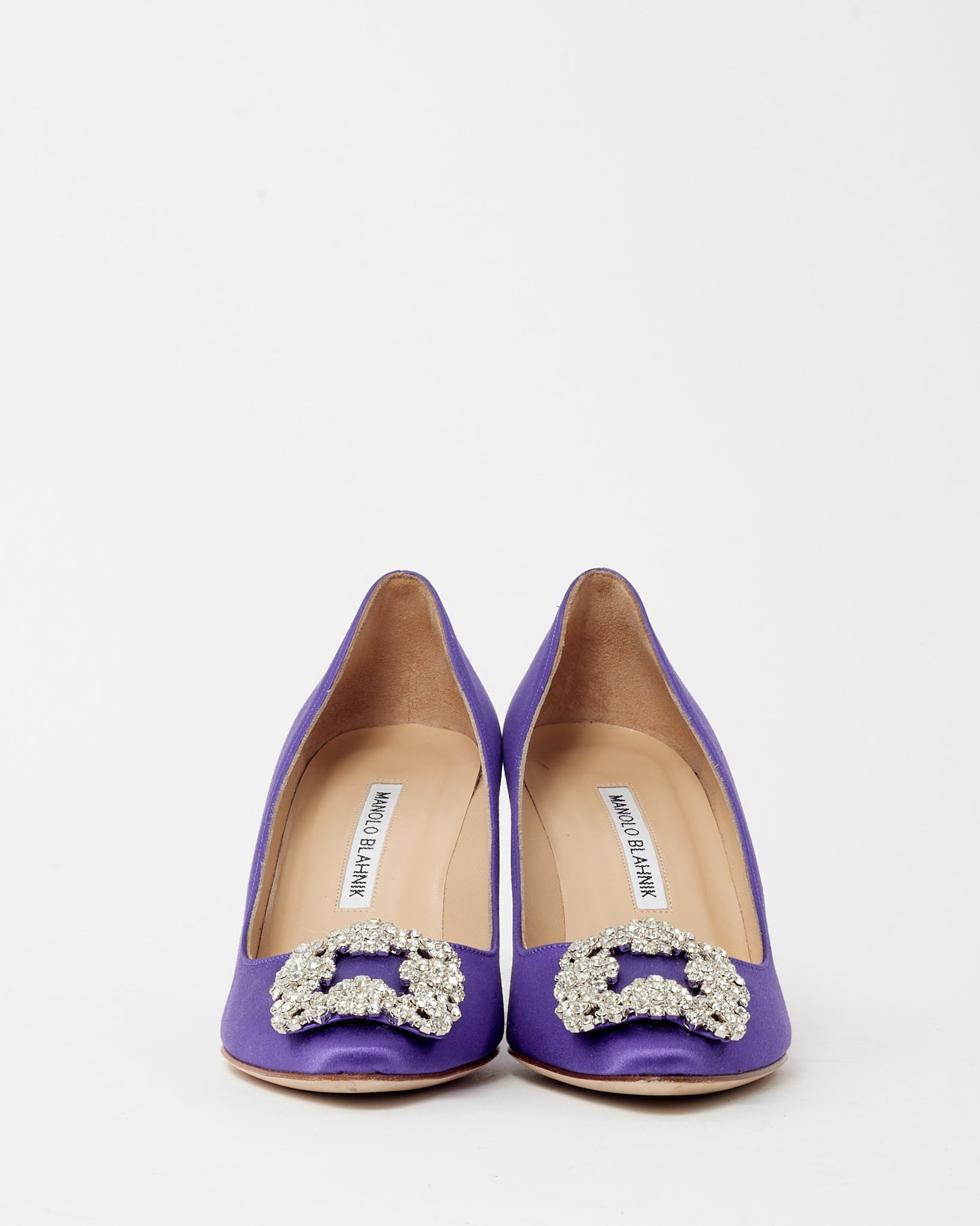 Manolo Blahnik Purple Satin Jewel Buckle Hangisi 70 Pumps - 36