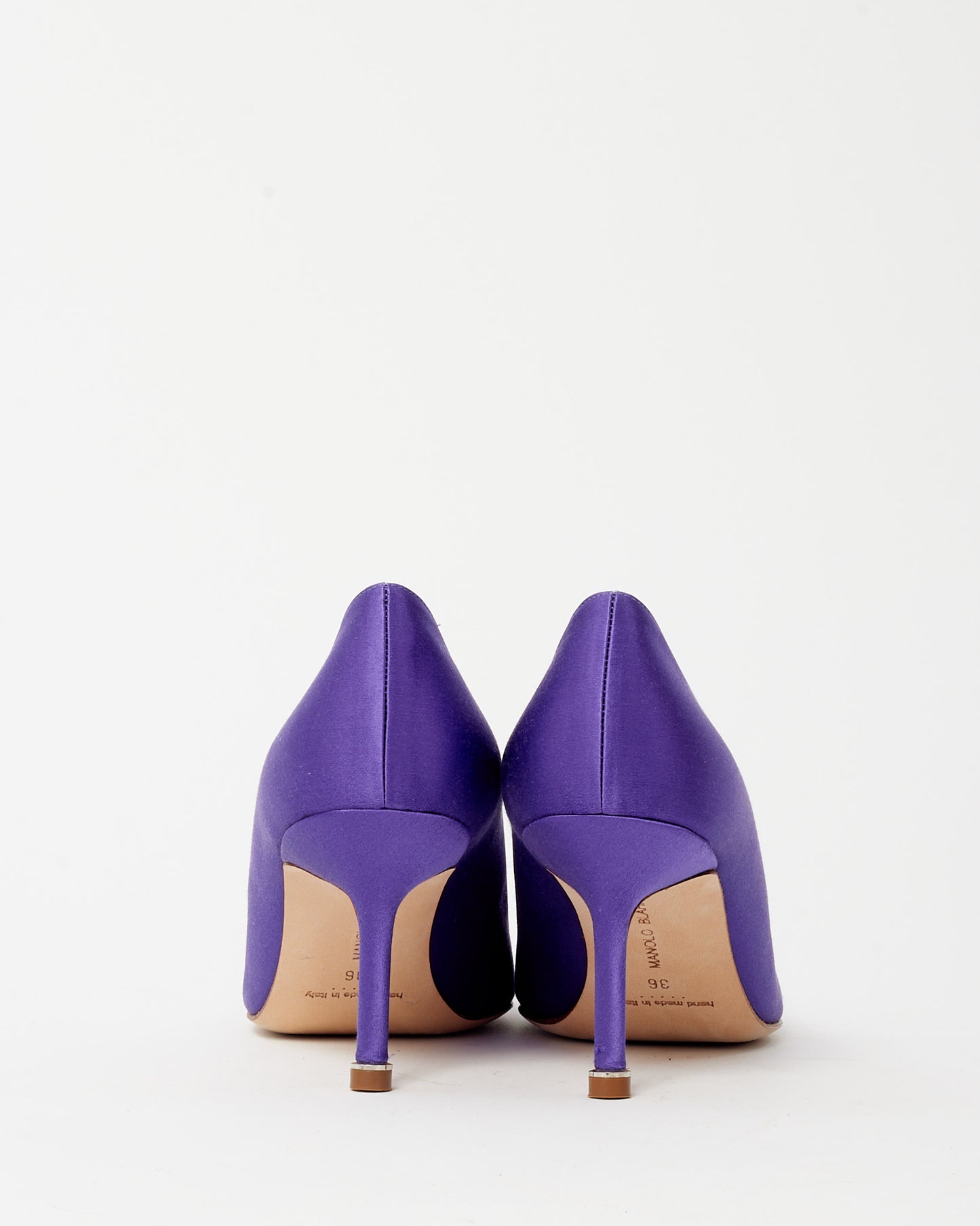 Manolo Blahnik Purple Satin Jewel Buckle Hangisi 70 Pumps - 36