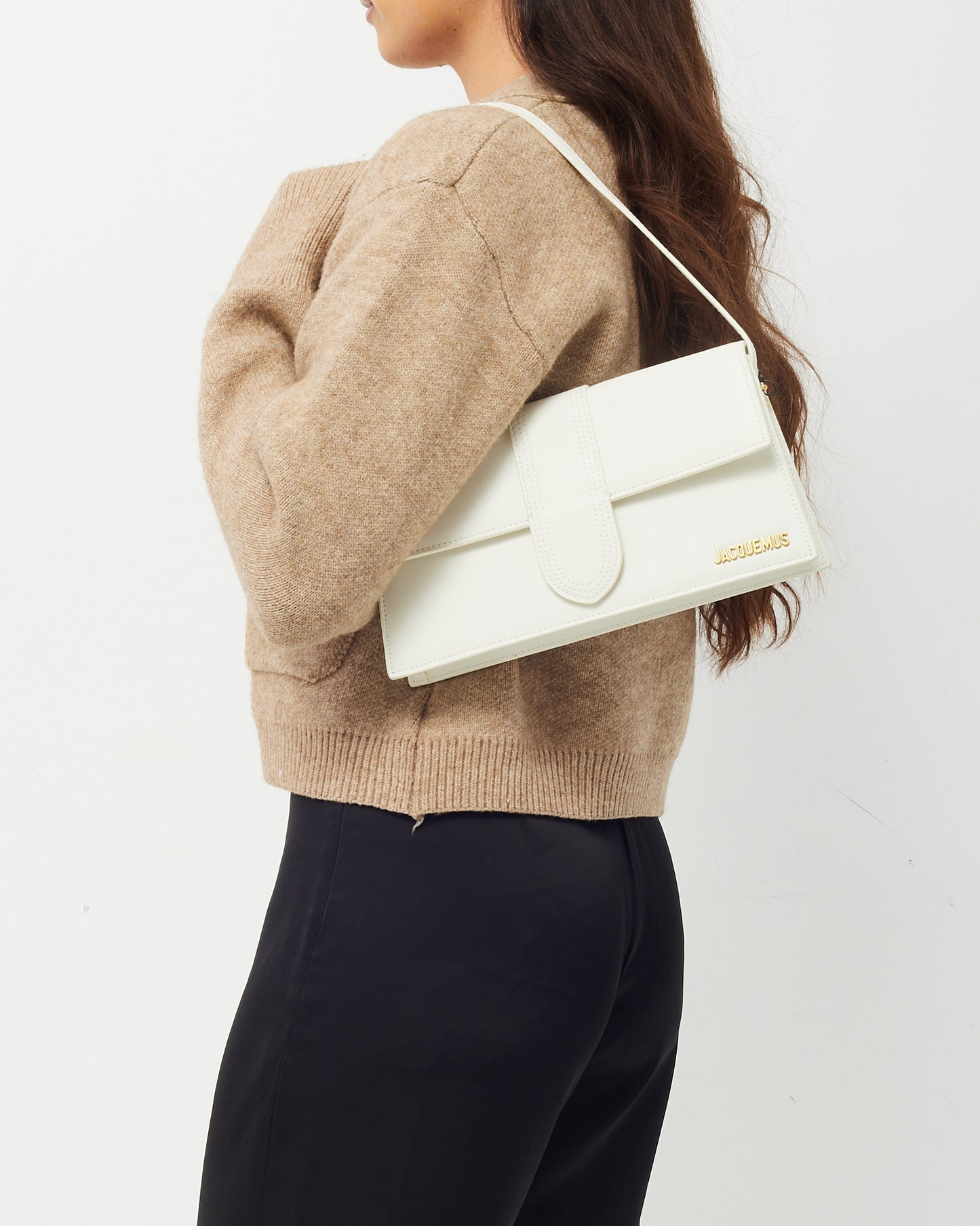 Jacquemus White Leather Long Bambino Shoulder Bag