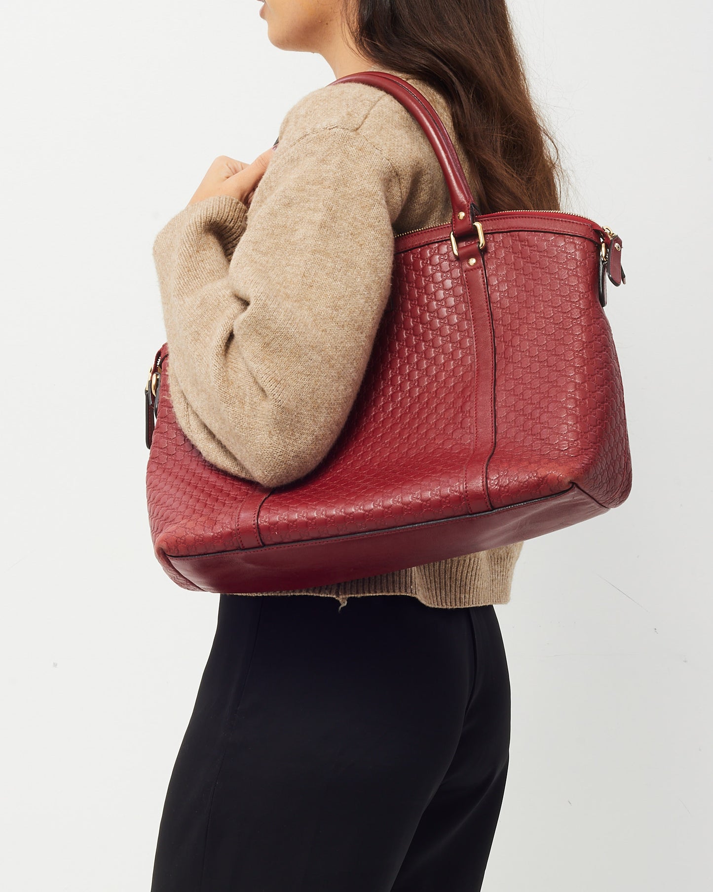 Gucci Red Micro Guccisima Leather Large Dome Tote Bag - NO STRAP