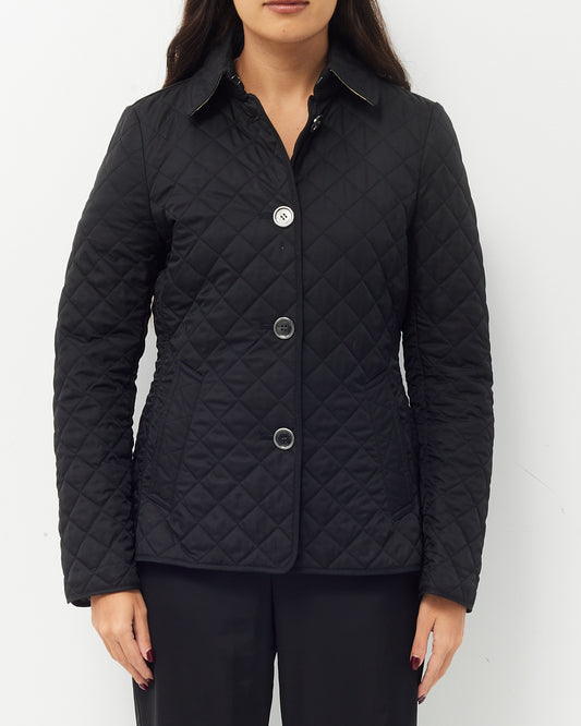 Burberry Black Padded Quilted Button Up Jacket - S