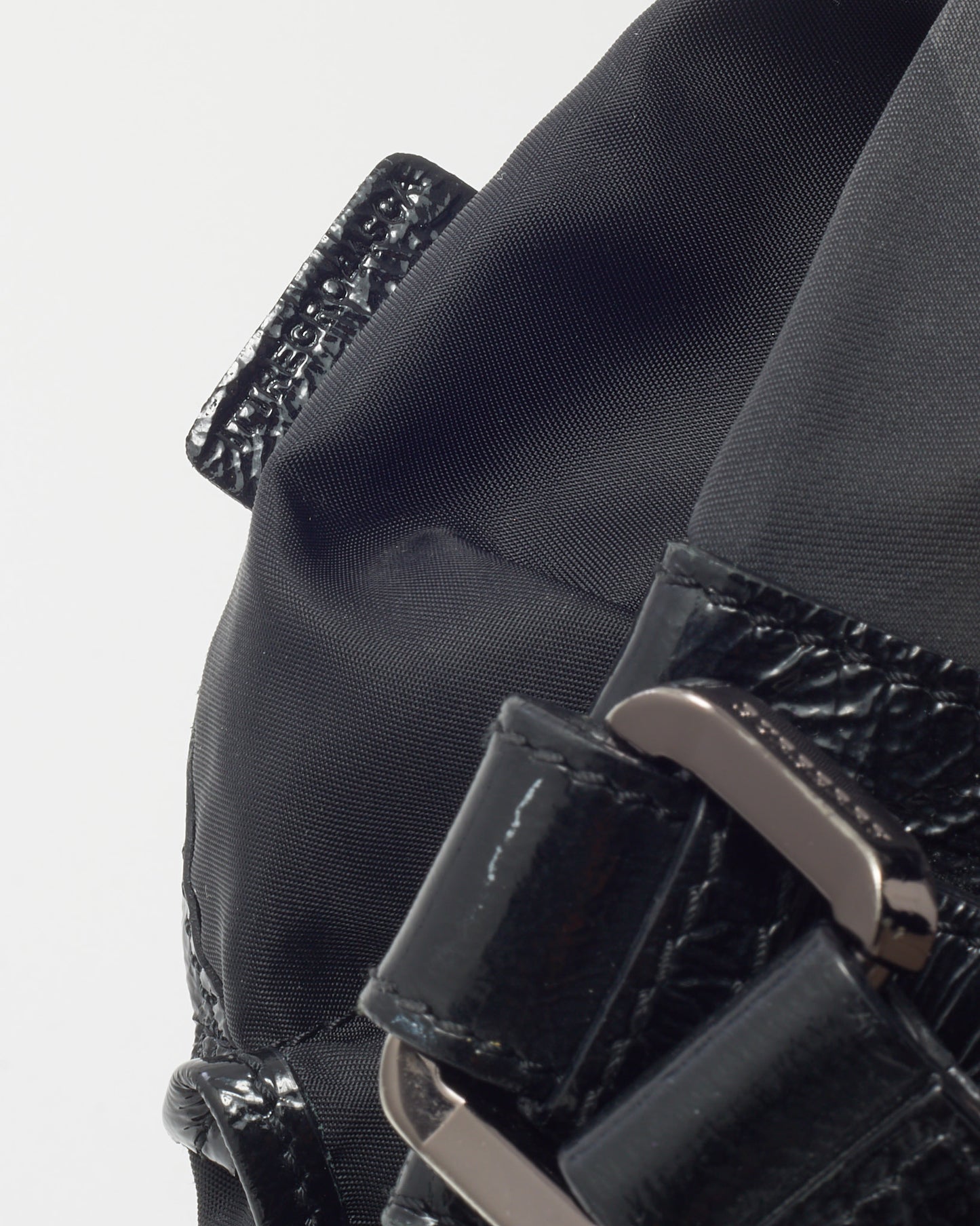 Burberry Black Patent Trim and Nylon Smoke Check Tote Bag