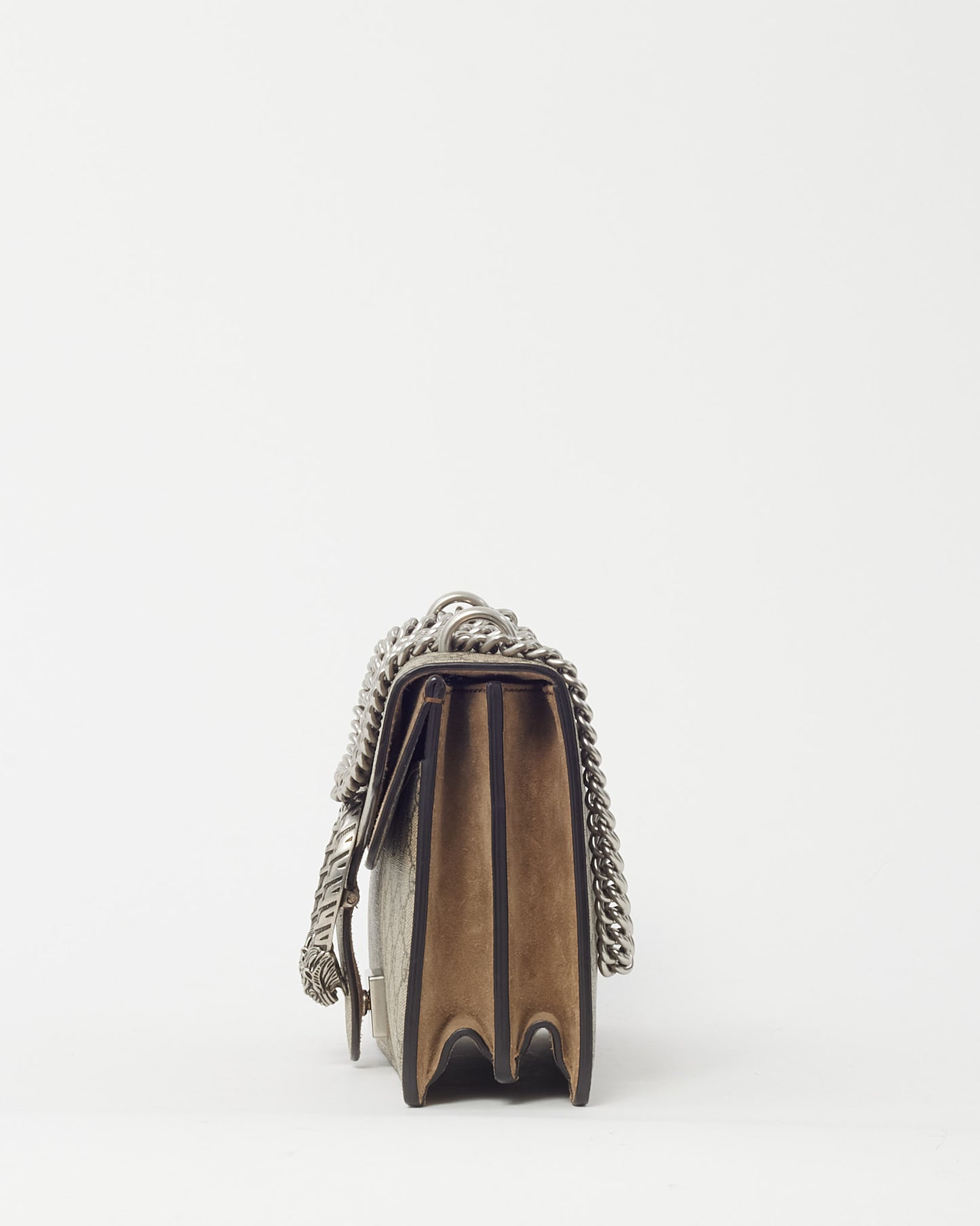 Gucci Beige Suede and GG Monogram Supreme Canvas Small Dionysus Shoulder Bag