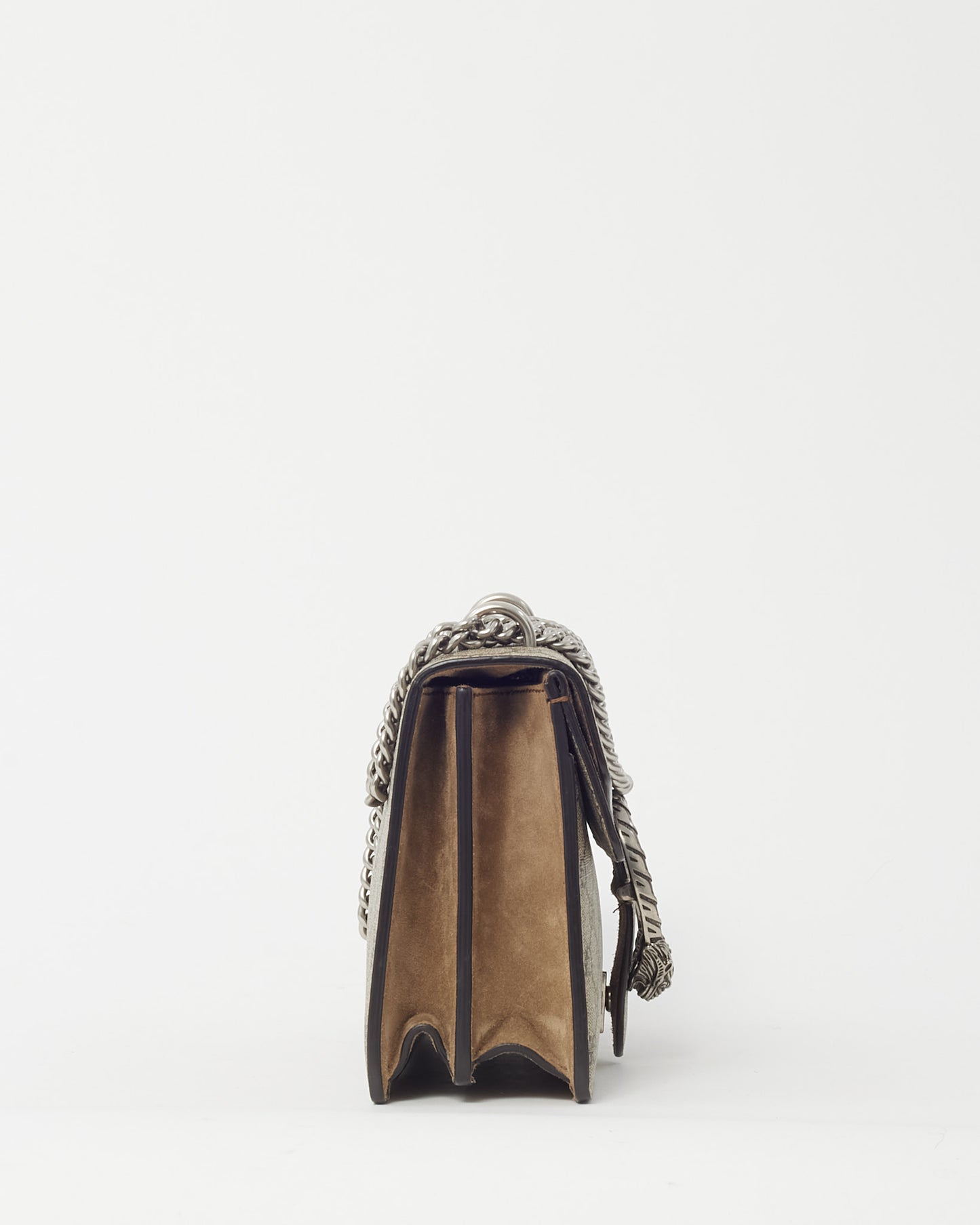 Gucci Beige Suede and GG Monogram Supreme Canvas Small Dionysus Shoulder Bag