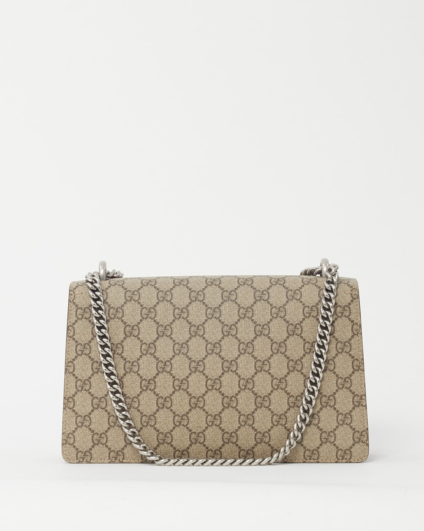 Gucci Beige Suede and GG Monogram Supreme Canvas Small Dionysus Shoulder Bag